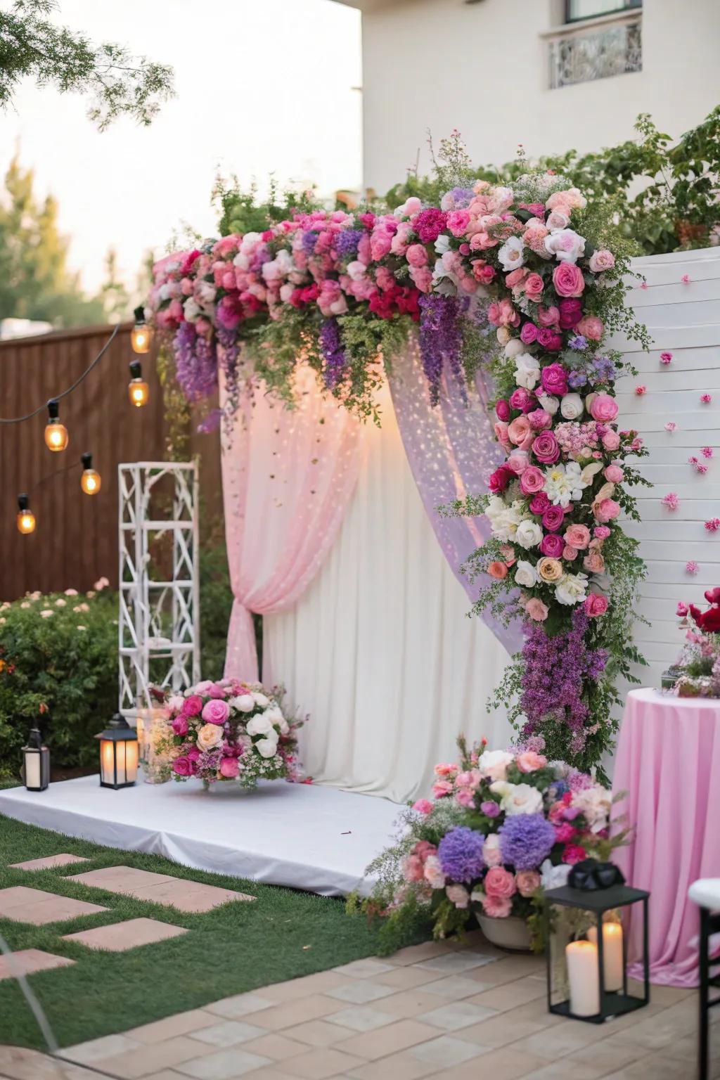 Blossoms infuse an engagement celebration with romance and vibrancy.