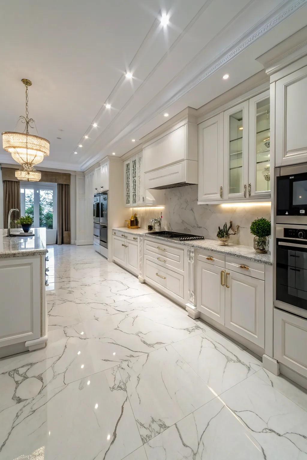 Obtain a timeless appearance with epoxy floors replicating the refinement of marble.