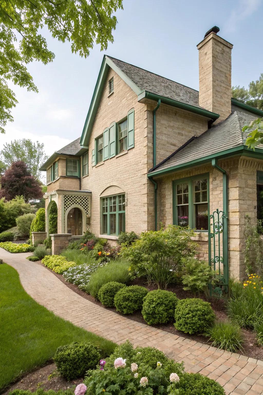 Harmonious earth tones beautifully accentuate sand brick.
