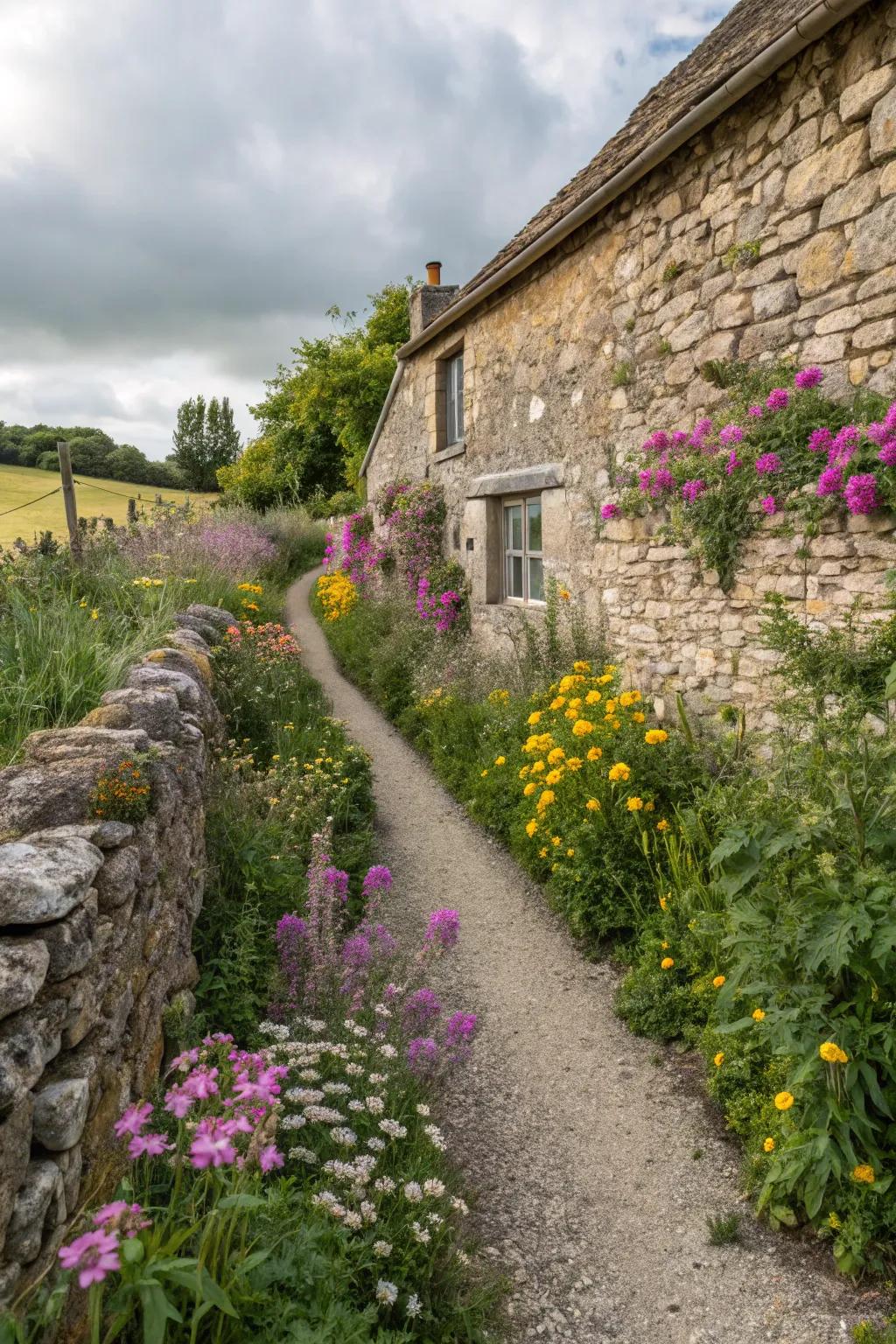 Rustic stone walls adding a touch of countryside charm to any home.