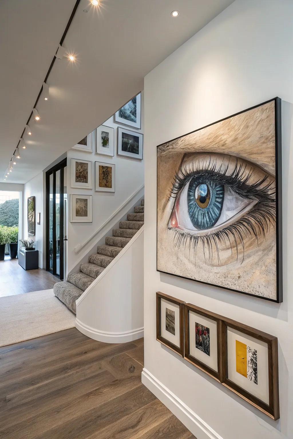 A stunningly photorealistic eye painting that captivates and mesmerizes with its intricate detail.
