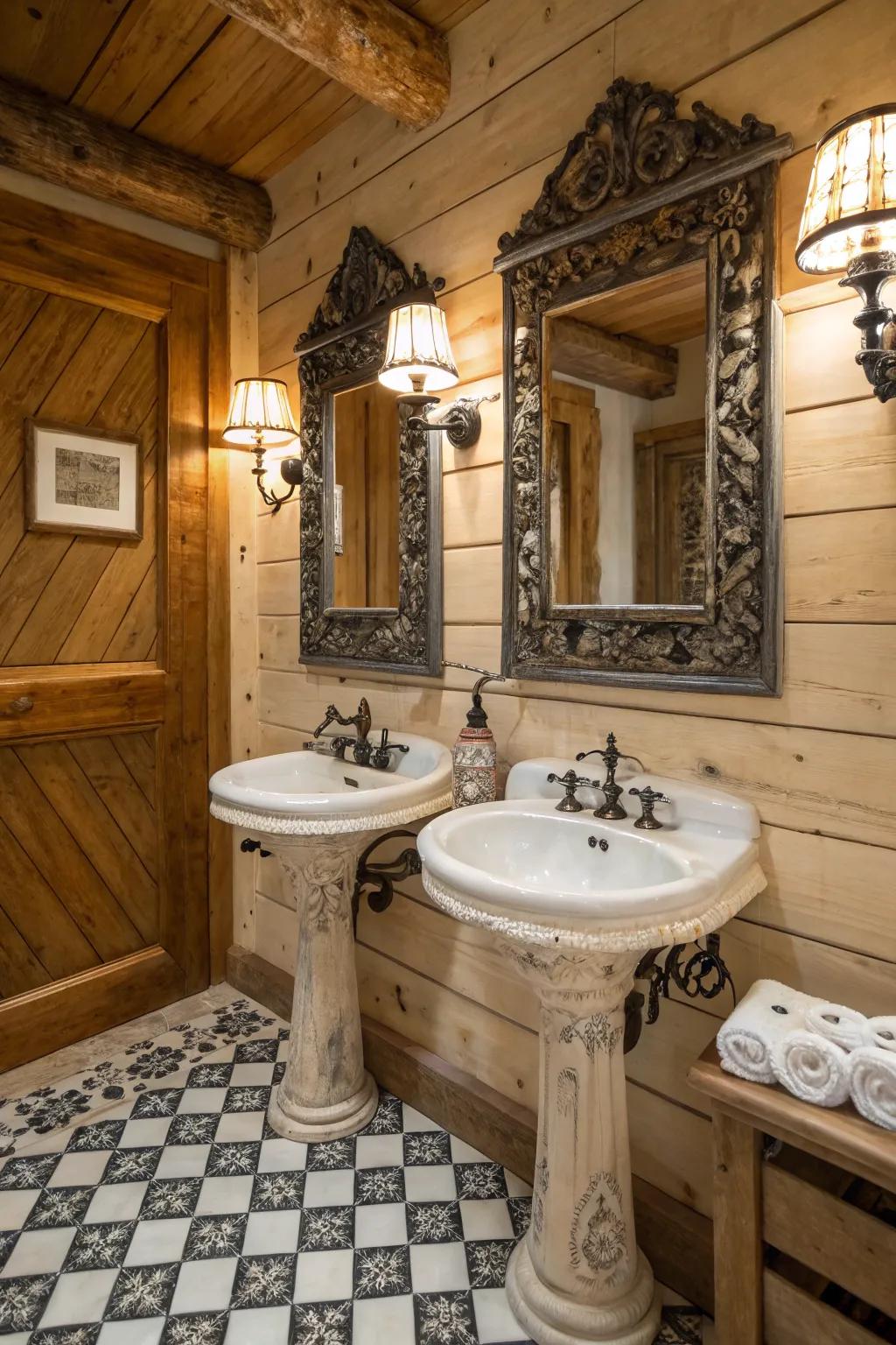 Vintage fixtures bring allure and personality to any farmhouse bathroom.