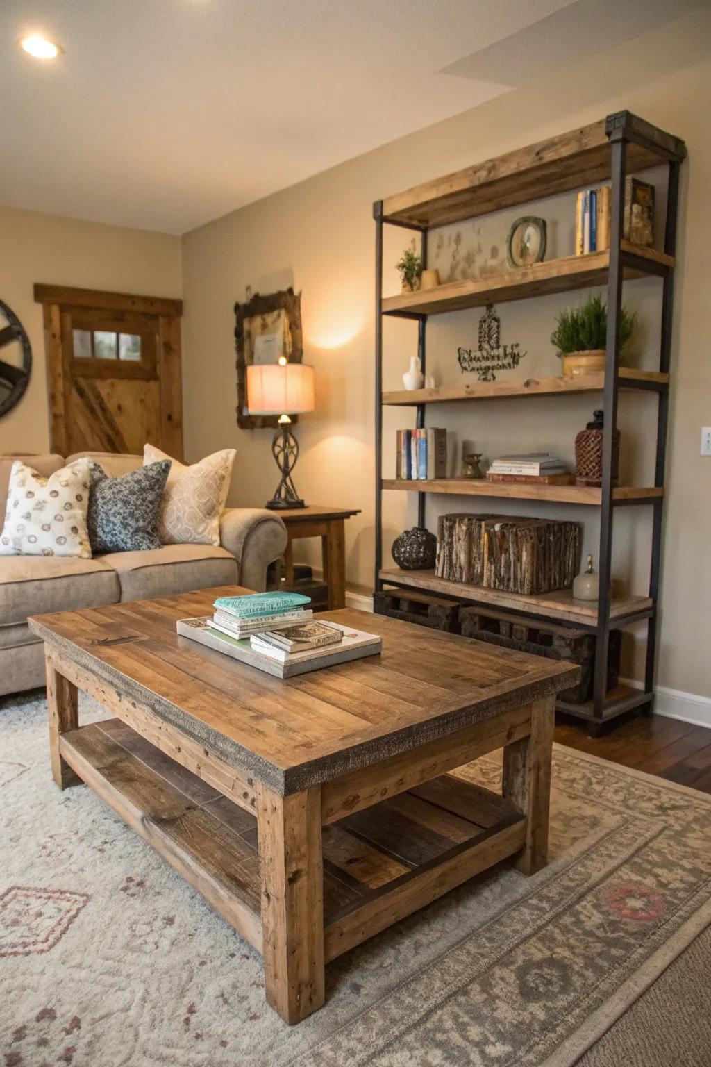 Natural wood features bringing rustic charm to the room.