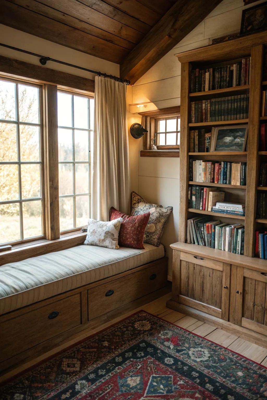 A reading nook elevates comfort and charm in your office.