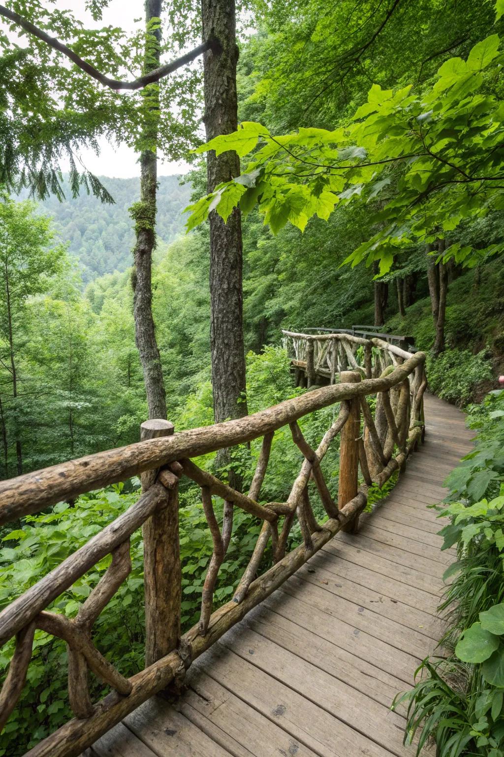 Inspired by nature: Branch and log rustic railing.