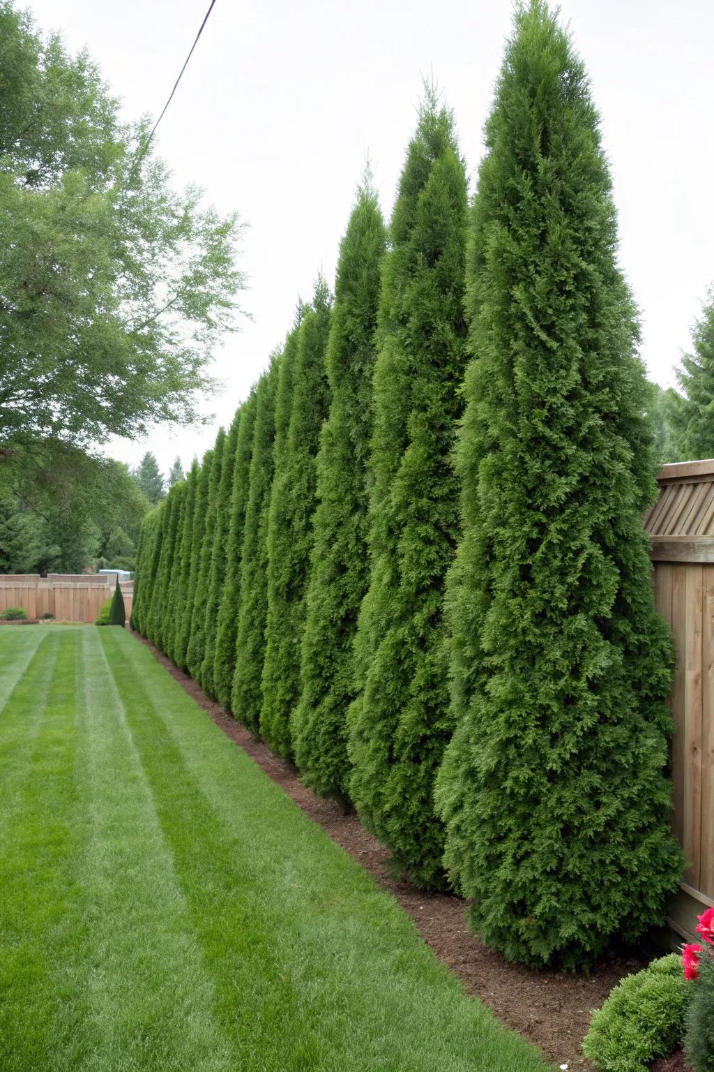 Emerald Colossus Arborvitae presents a solution for a towering hedge that expands swiftly.