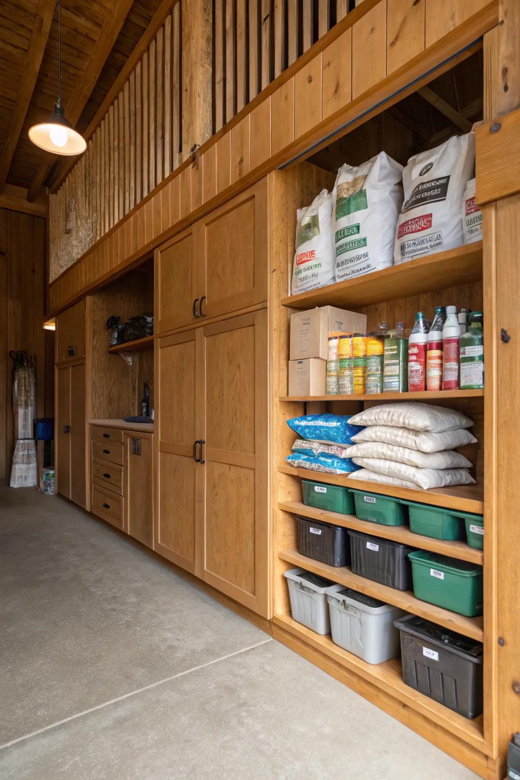 Use vertical shelving well to get the most out of your space.