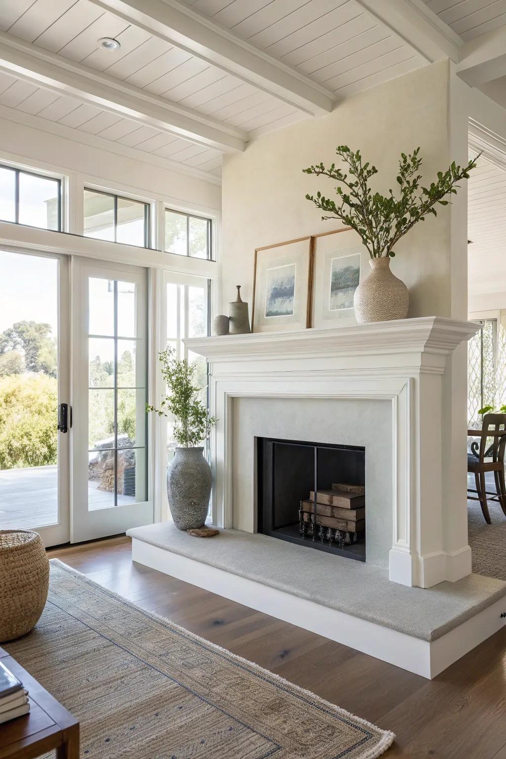 A minimalist mantel emphasizing the elegance of simplicity.
