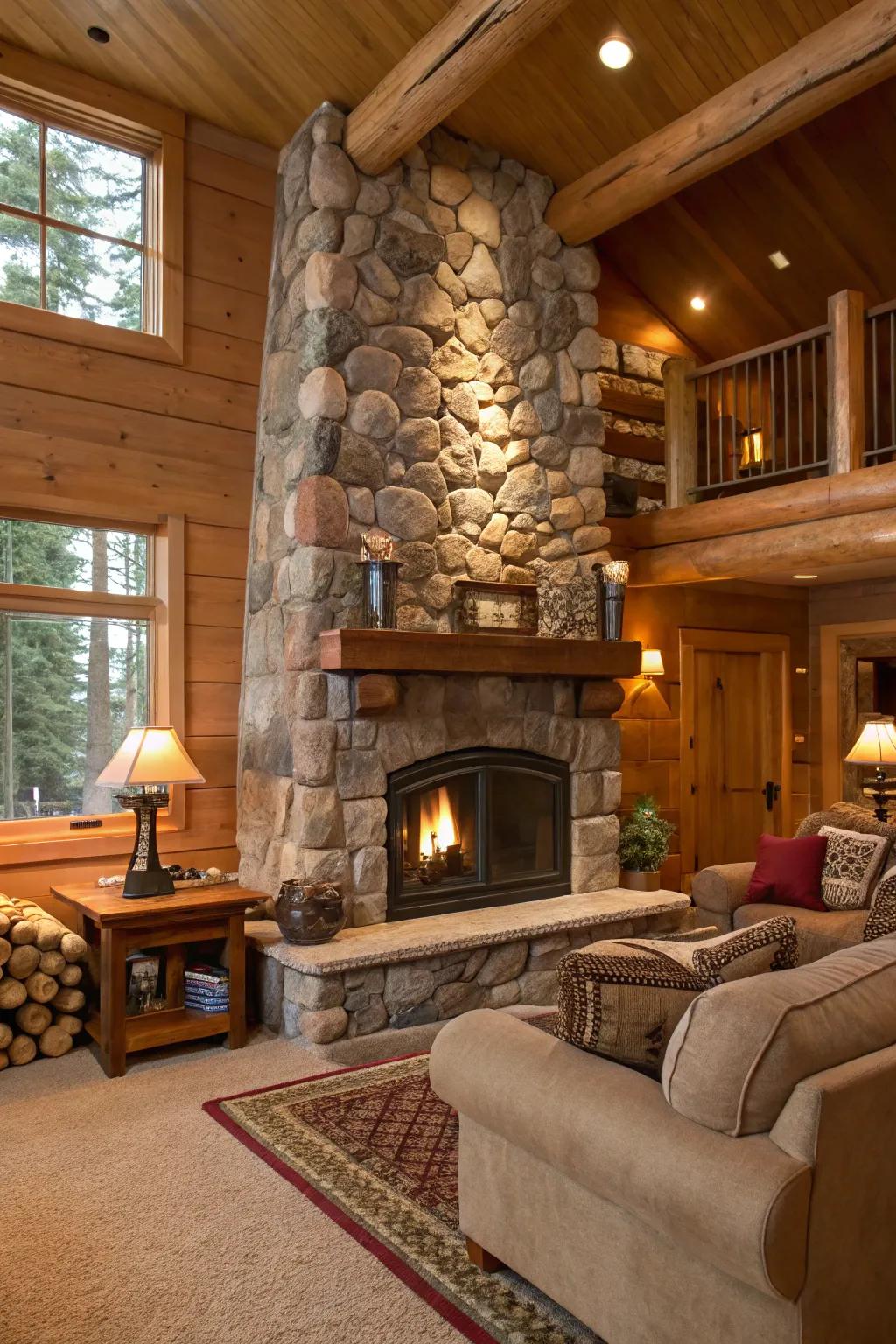 Invite nature indoors with an earth-toned, organic hearth design.