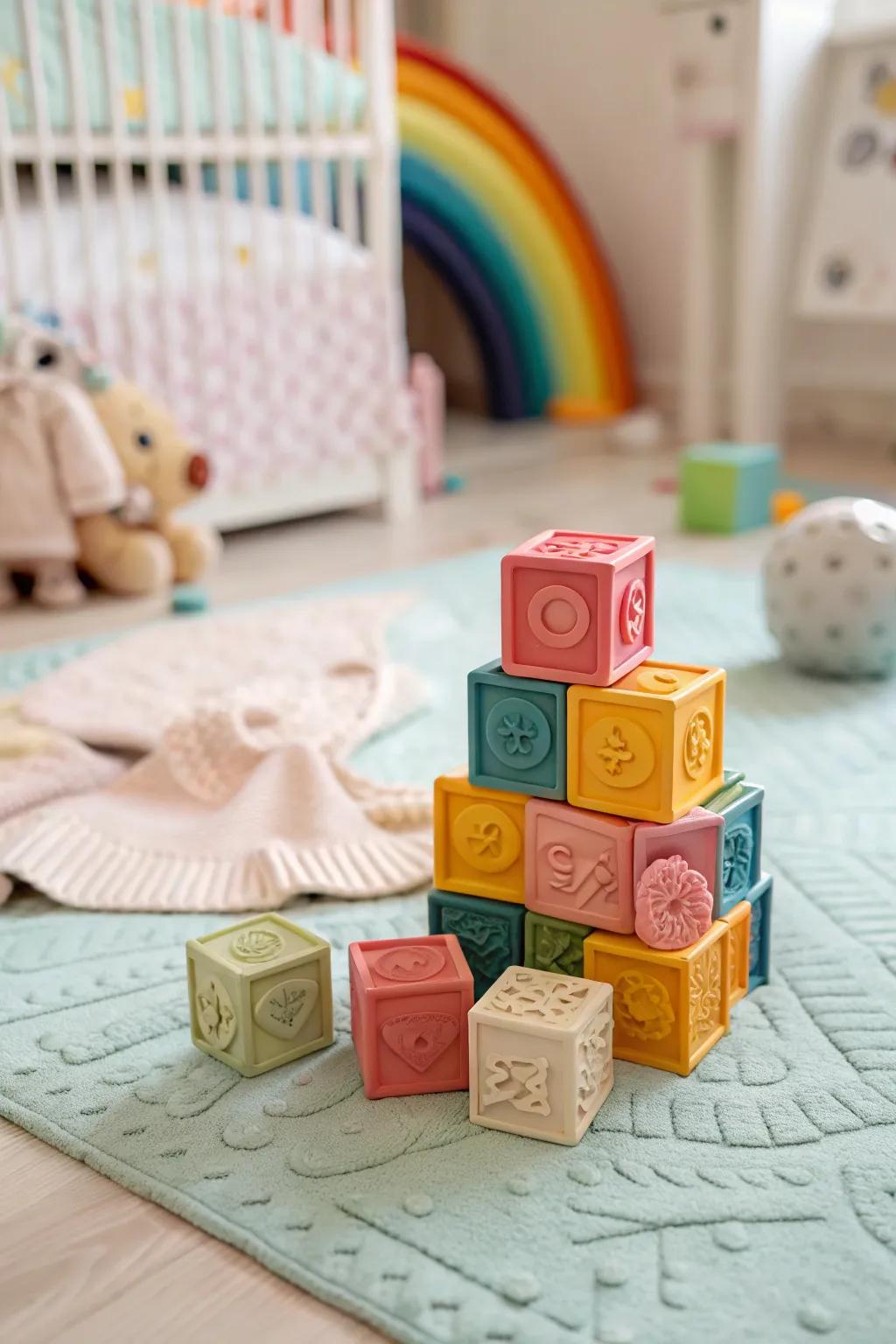 Sensory blocks capture small hands and curious minds.