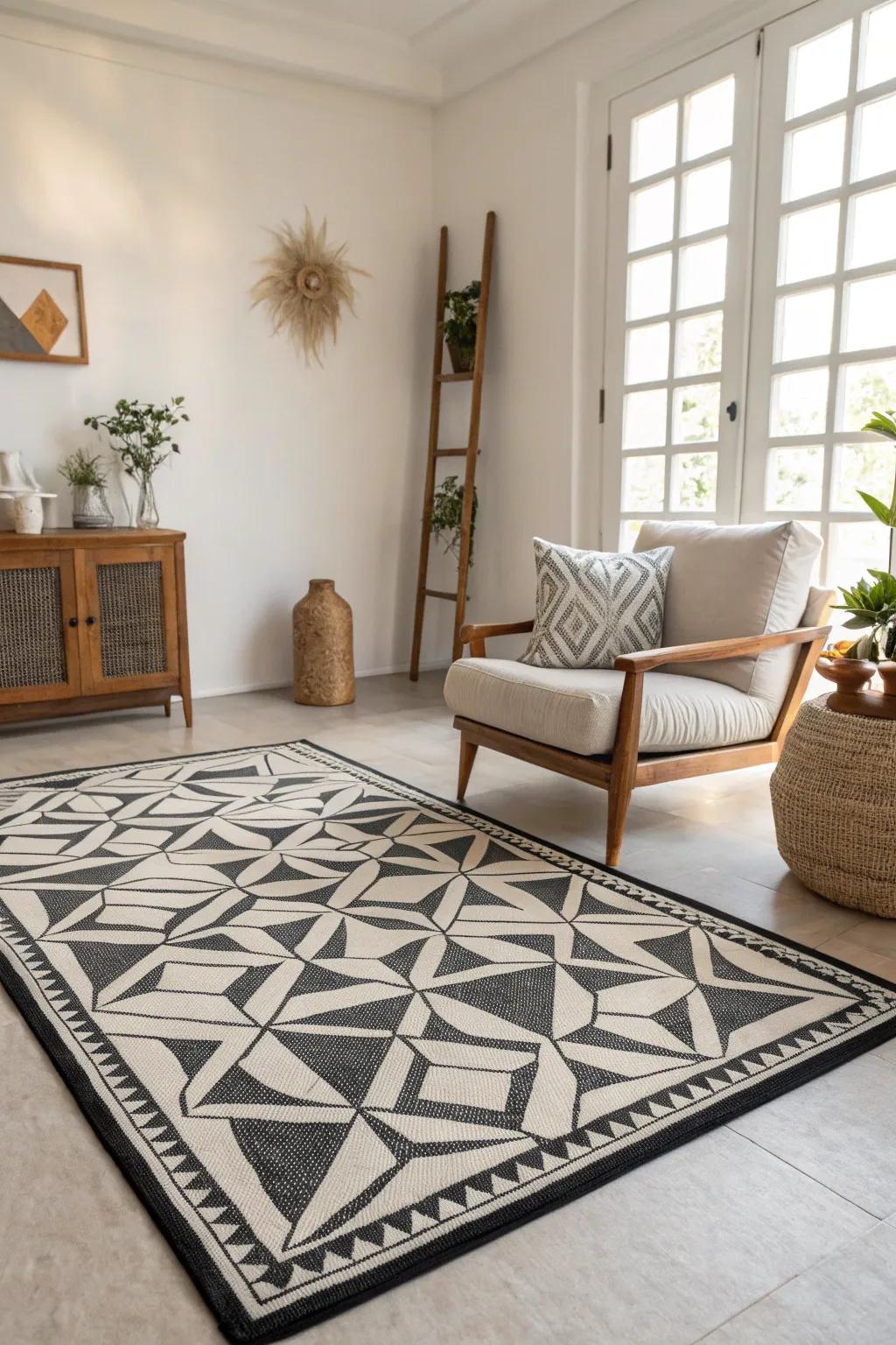 Geometric patterns have the ability to turn a plain space into an engaging focal point.