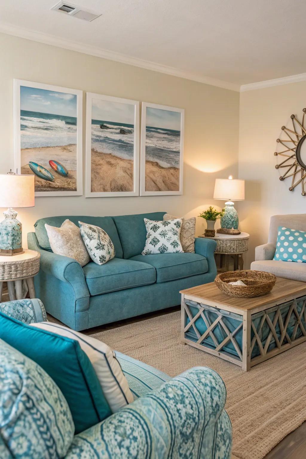 Beachy elements add a splash of coastal charm.
