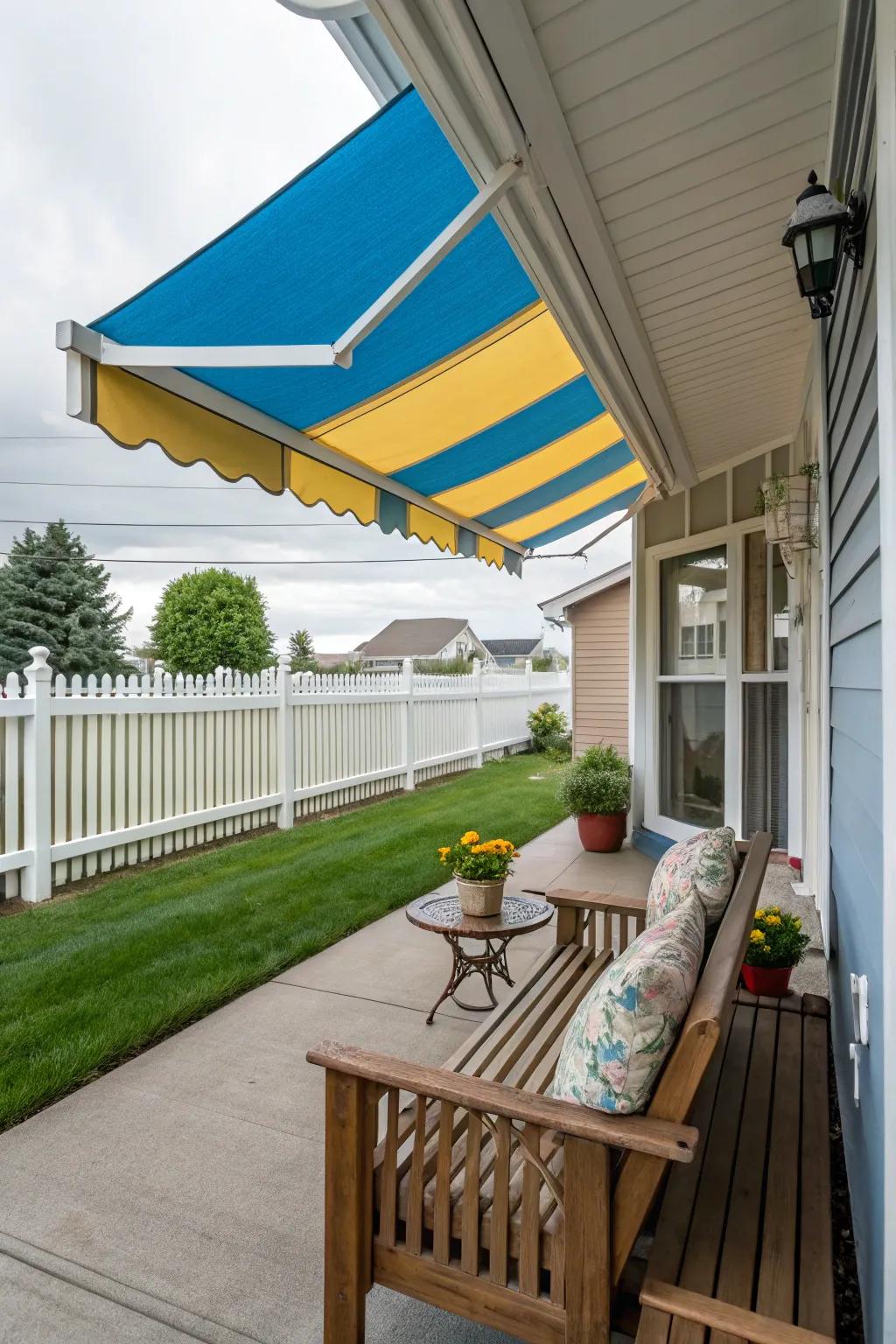 A movable awning for flexible shade.