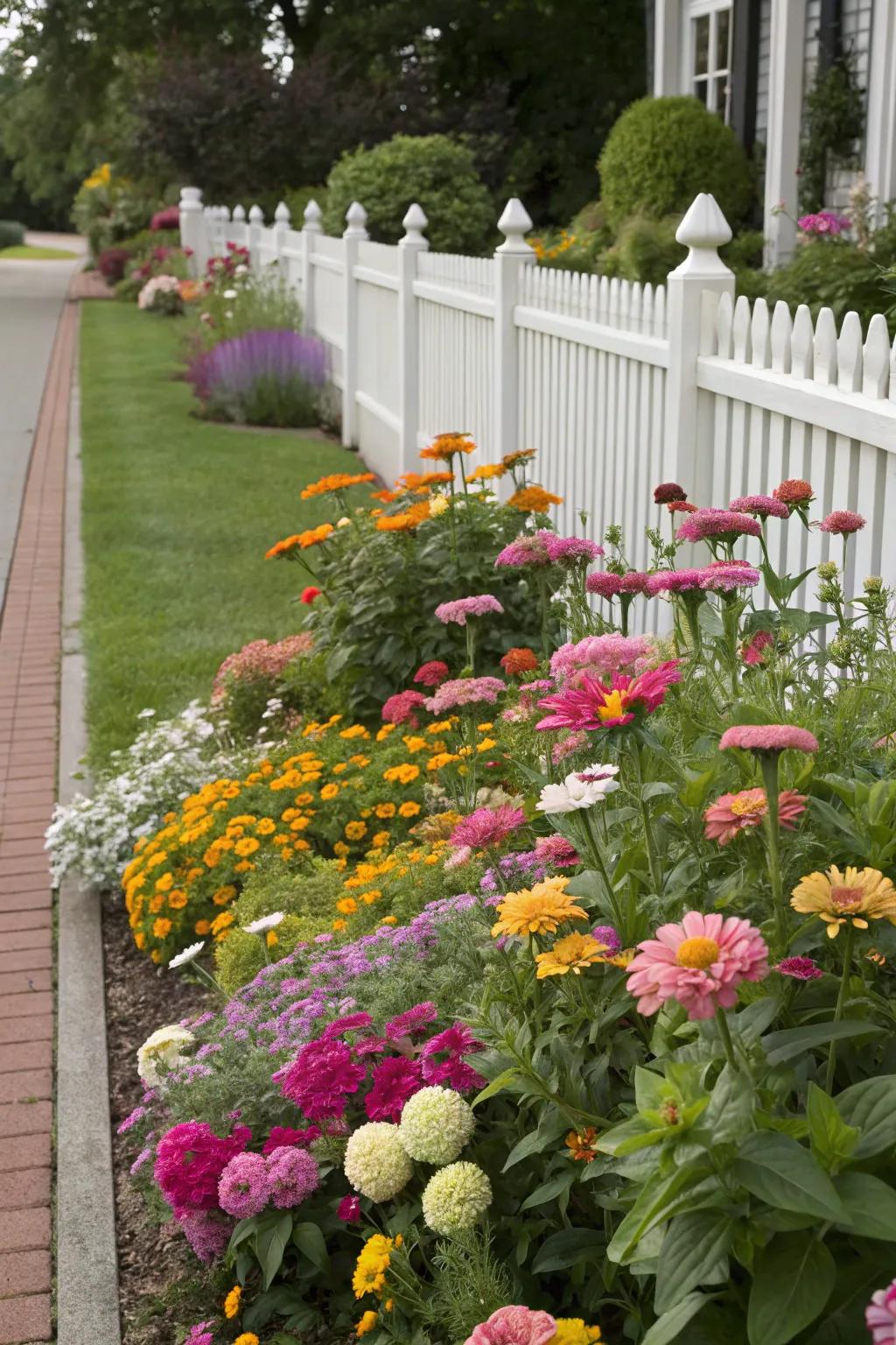 A mix of bright flowers can turn your front yard into a lively masterpiece.