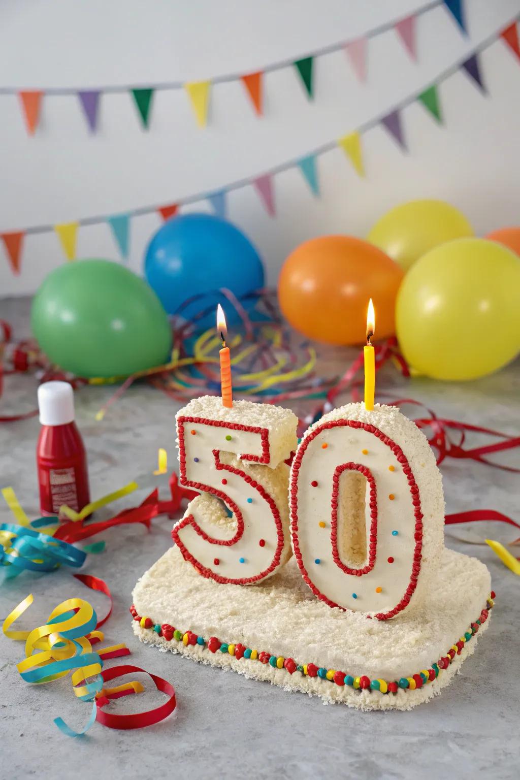 Extinguish those candles with gusto, ensuring the extinguisher is on standby for a fiery 50th!