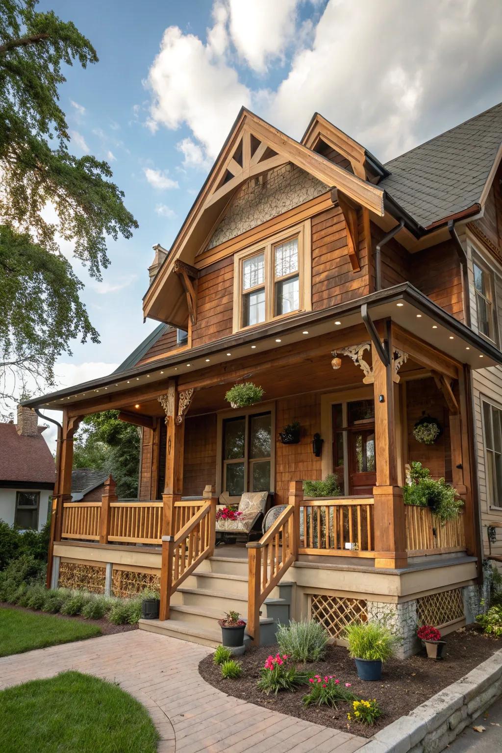 Craftsman gables radiate a cozy, handcrafted warmth.