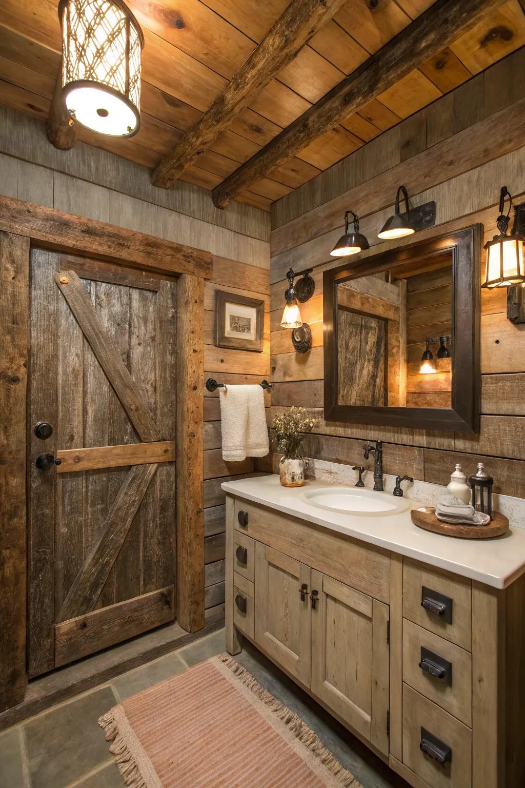 Rustic components morph an area into a comfortable countryside haven.