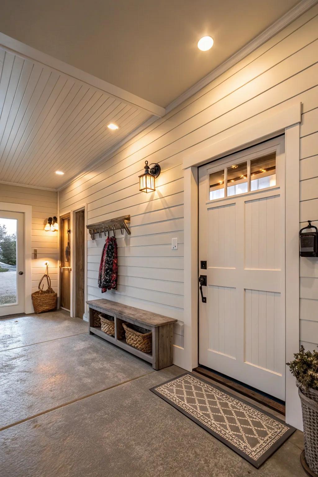 Plank walls deliver texture and a hint of sophistication to your entryway.