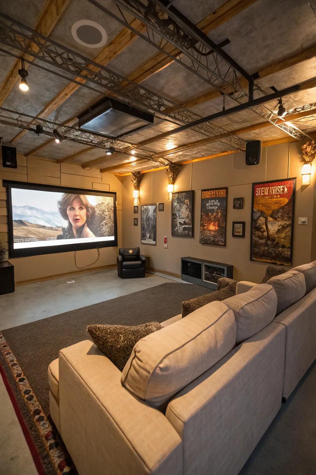 Experience movie nights in your personalized garage cinema.