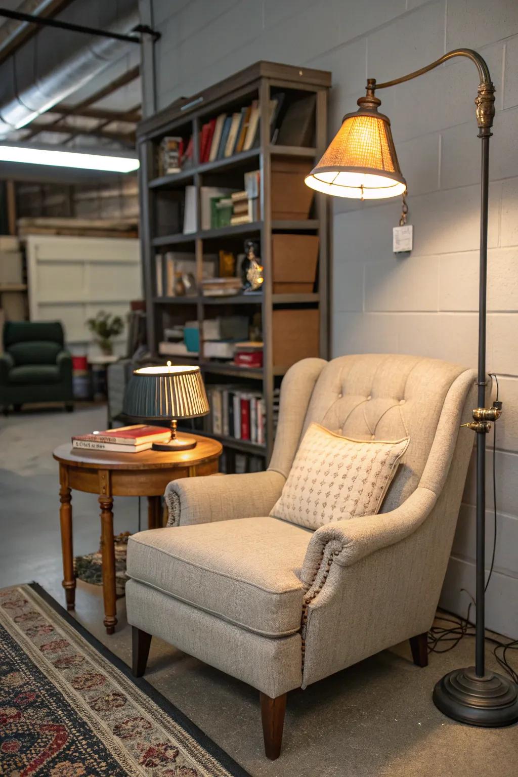 Introduce warmth and serenity to your office with a cozy reading nook.