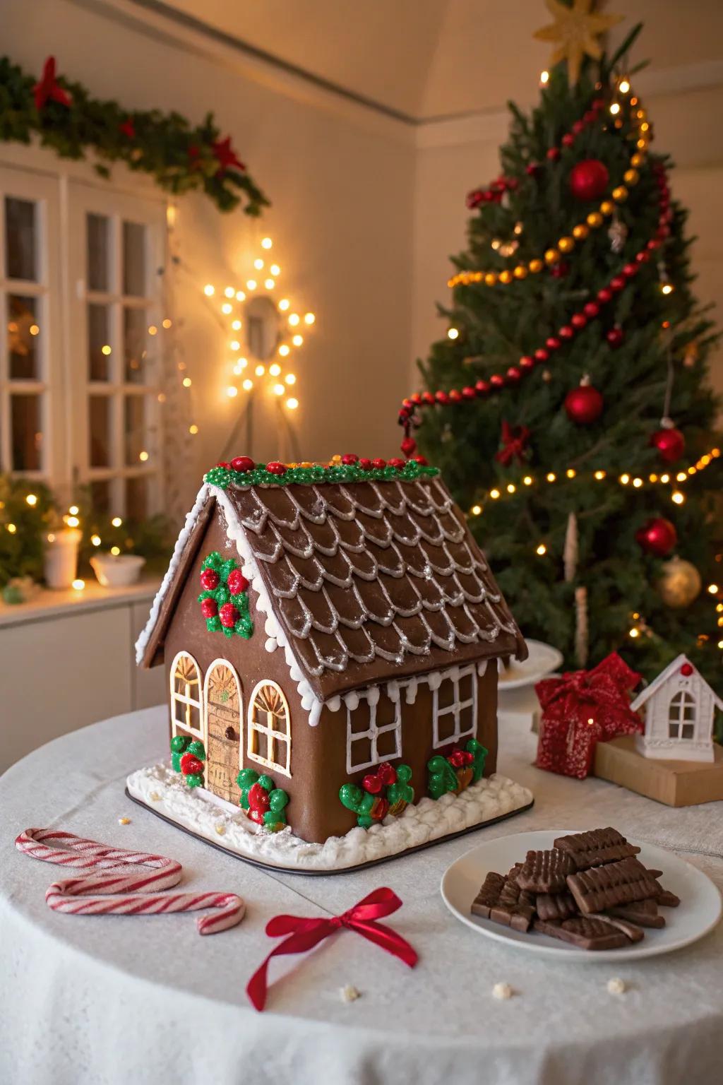 A chocolate tile roof provides a luxurious and delectable finish.