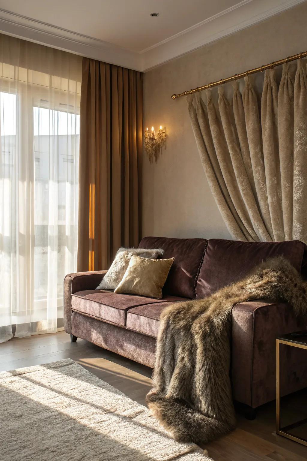 Abundant textures amplify the sophistication within a living space.