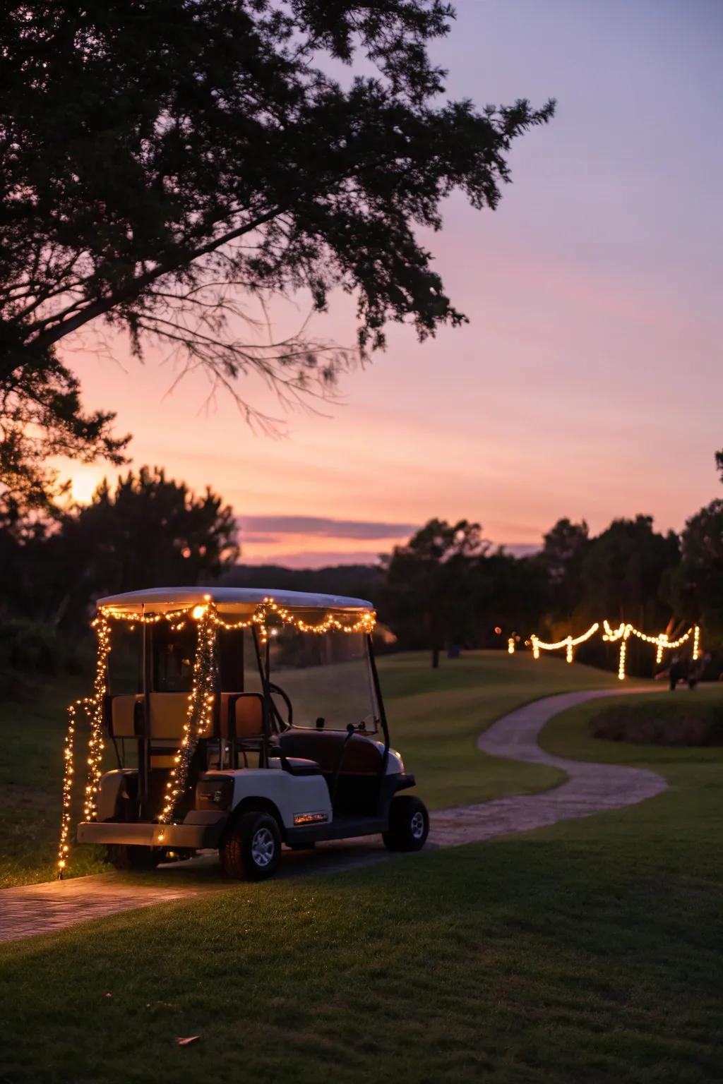 Make your holidays magical with a sparkling display of lights on your golf cart.