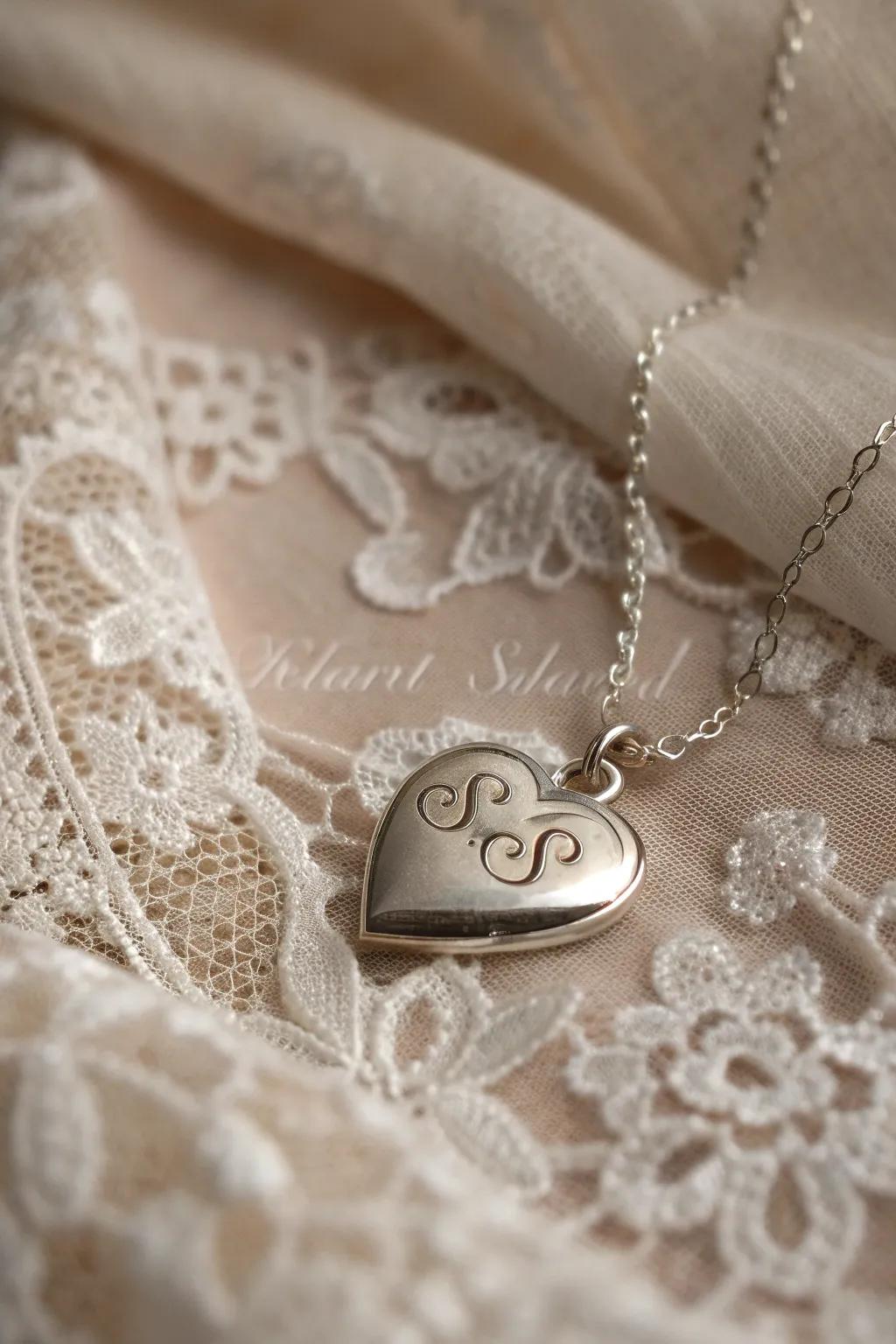 A heart-shaped pendant necklace, symbolizing undying love.