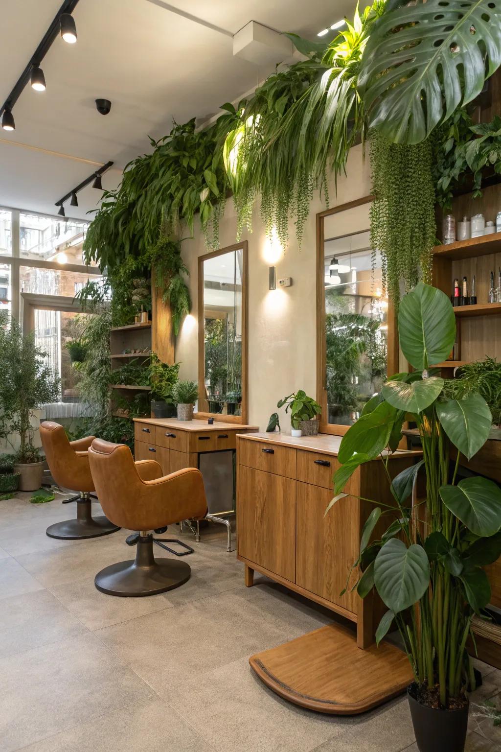Organic touches infuse a calming sense into your salon’s environment.