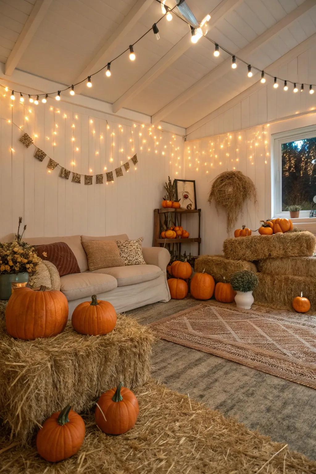 A gourd garden setting imparts an earthy charm to your Halloween baby celebration.