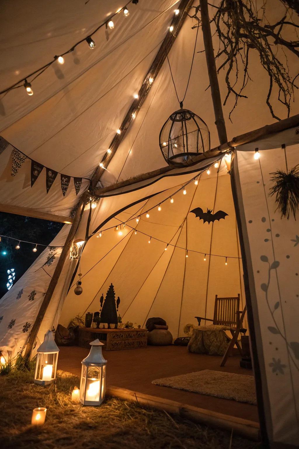 Create a haunting glow with carefully placed spooky lighting.