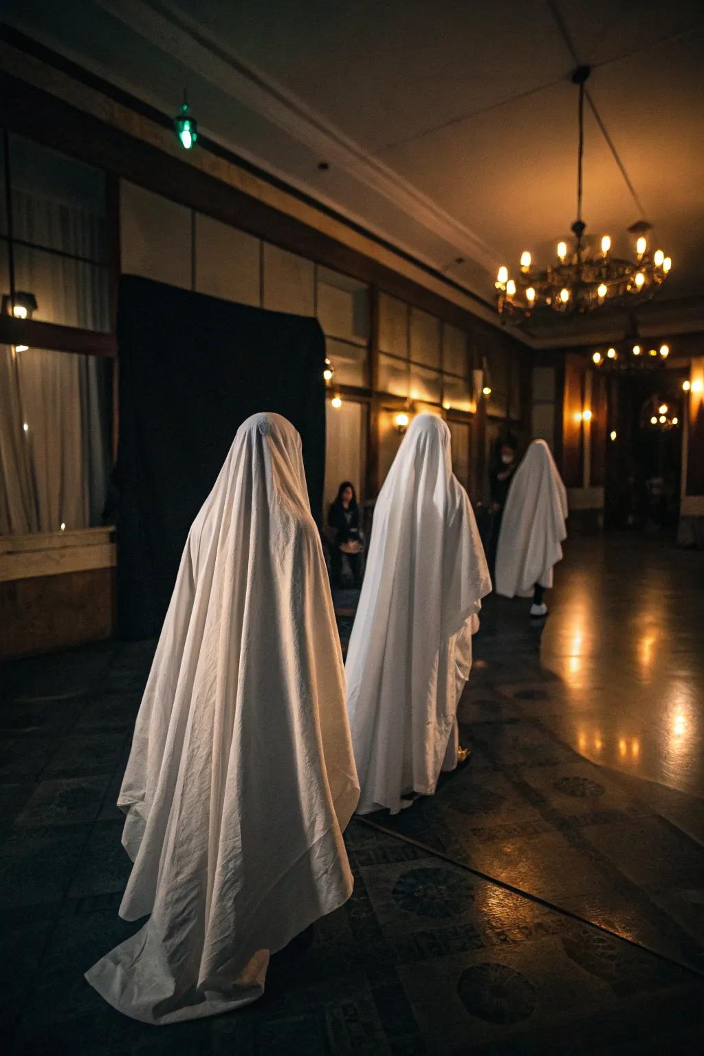 Ghostly figures add an ethereal touch to your haunted decor.