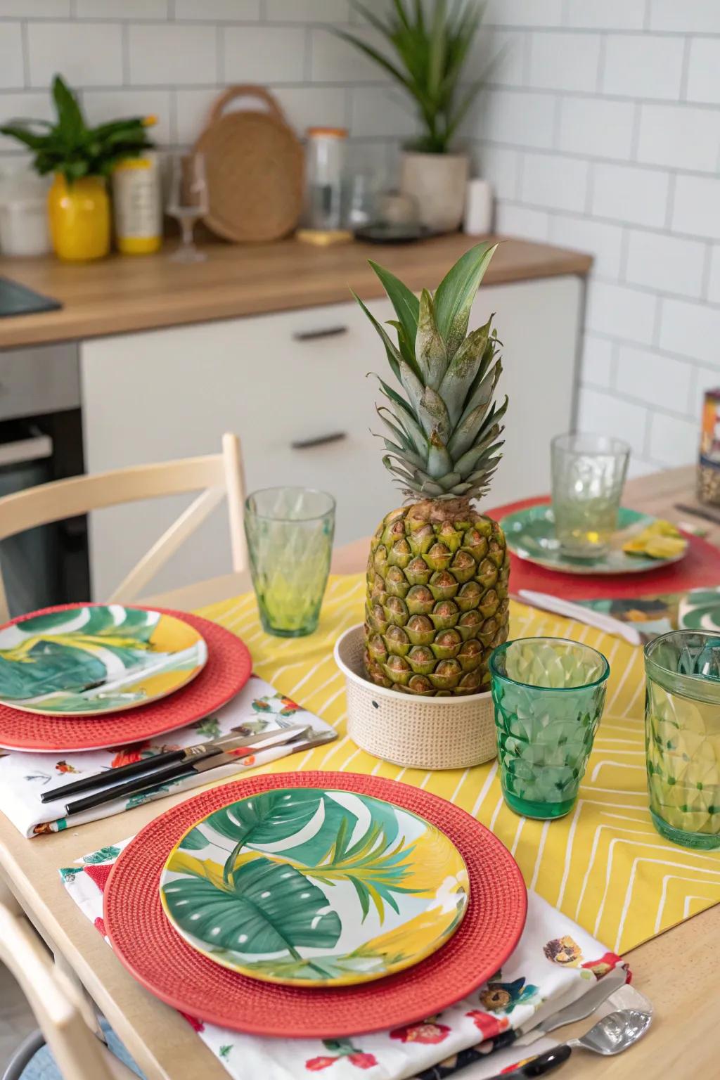 Pineapples double as a tasty treat and a stunning decor piece.