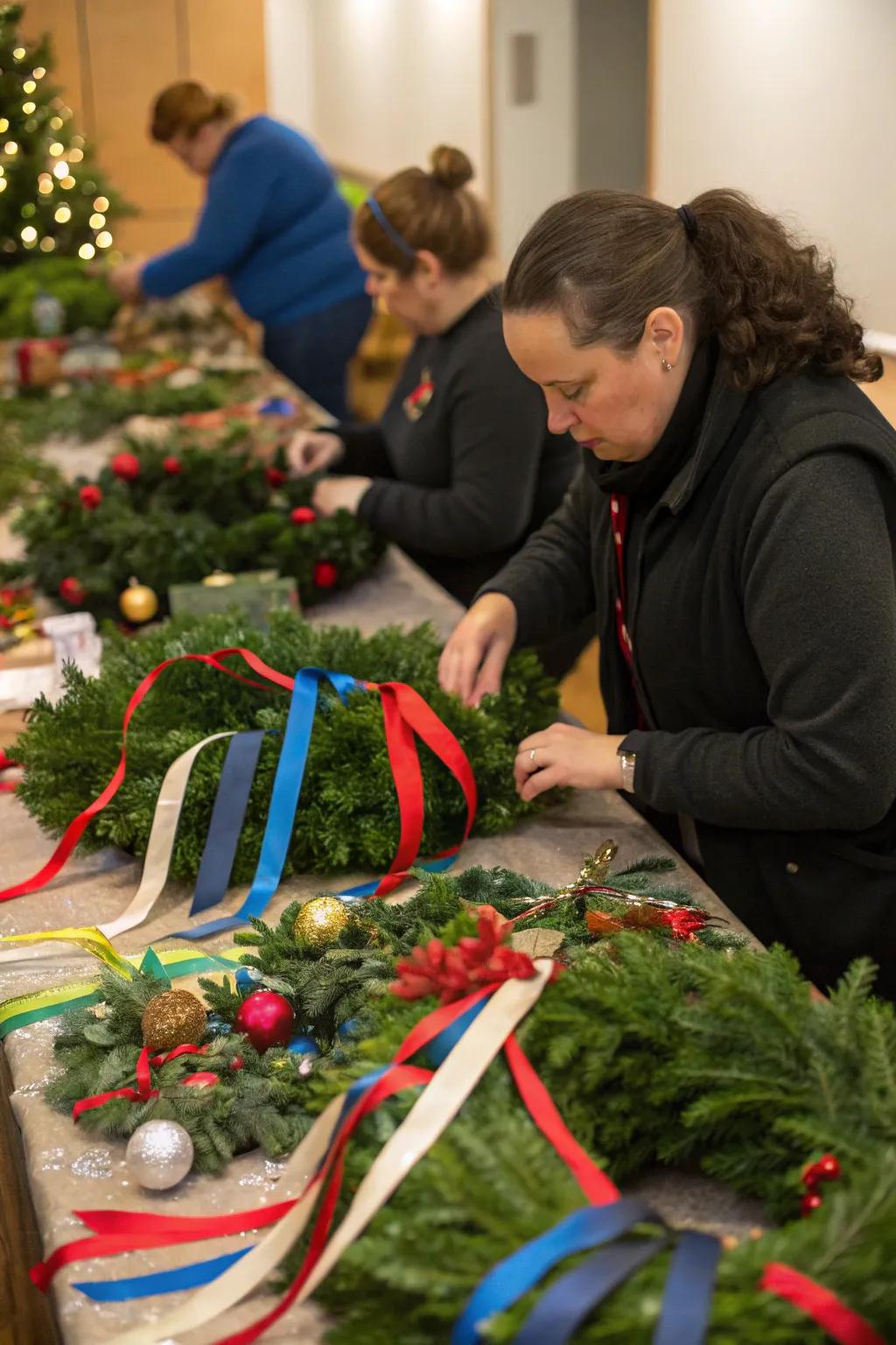 Express your creativity with friends during a garland-making gathering.