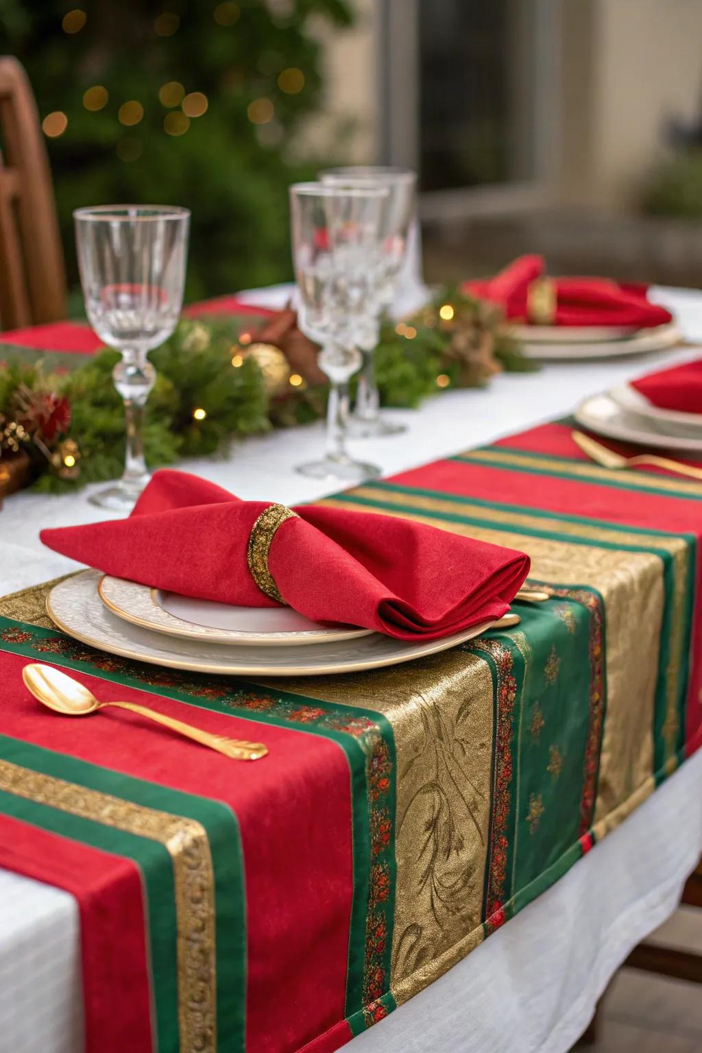 Time-Honored holiday hues manufacture a coordinated and merry meal setting.