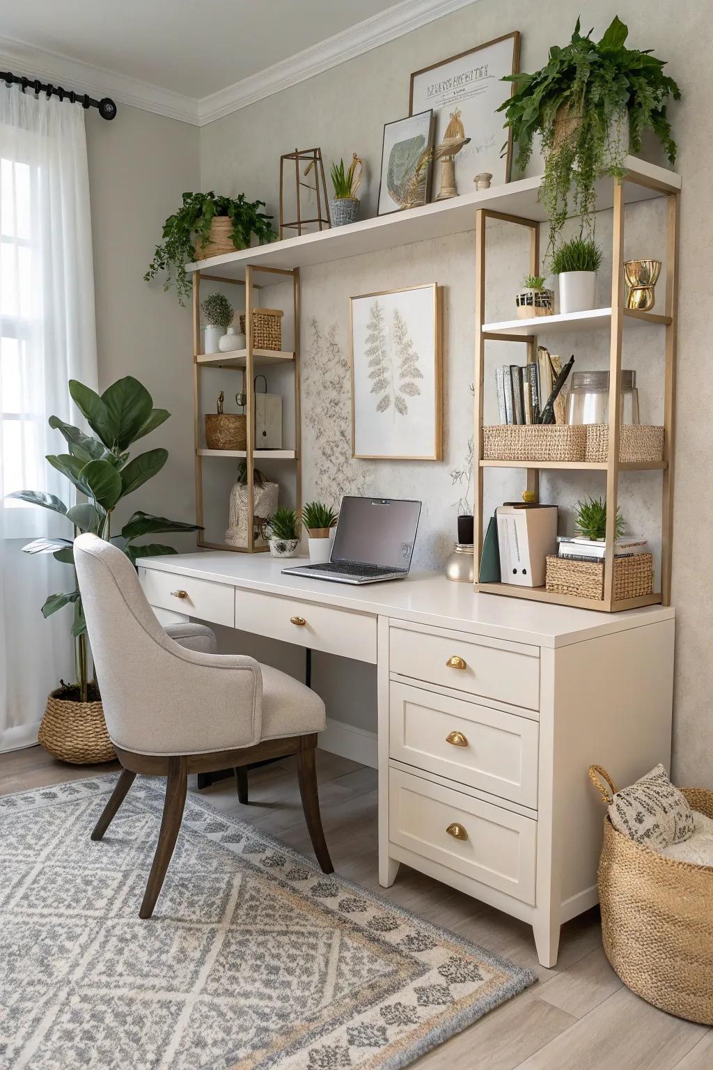 A desk that marries elegance with practicality can become the centerpiece of your home office.