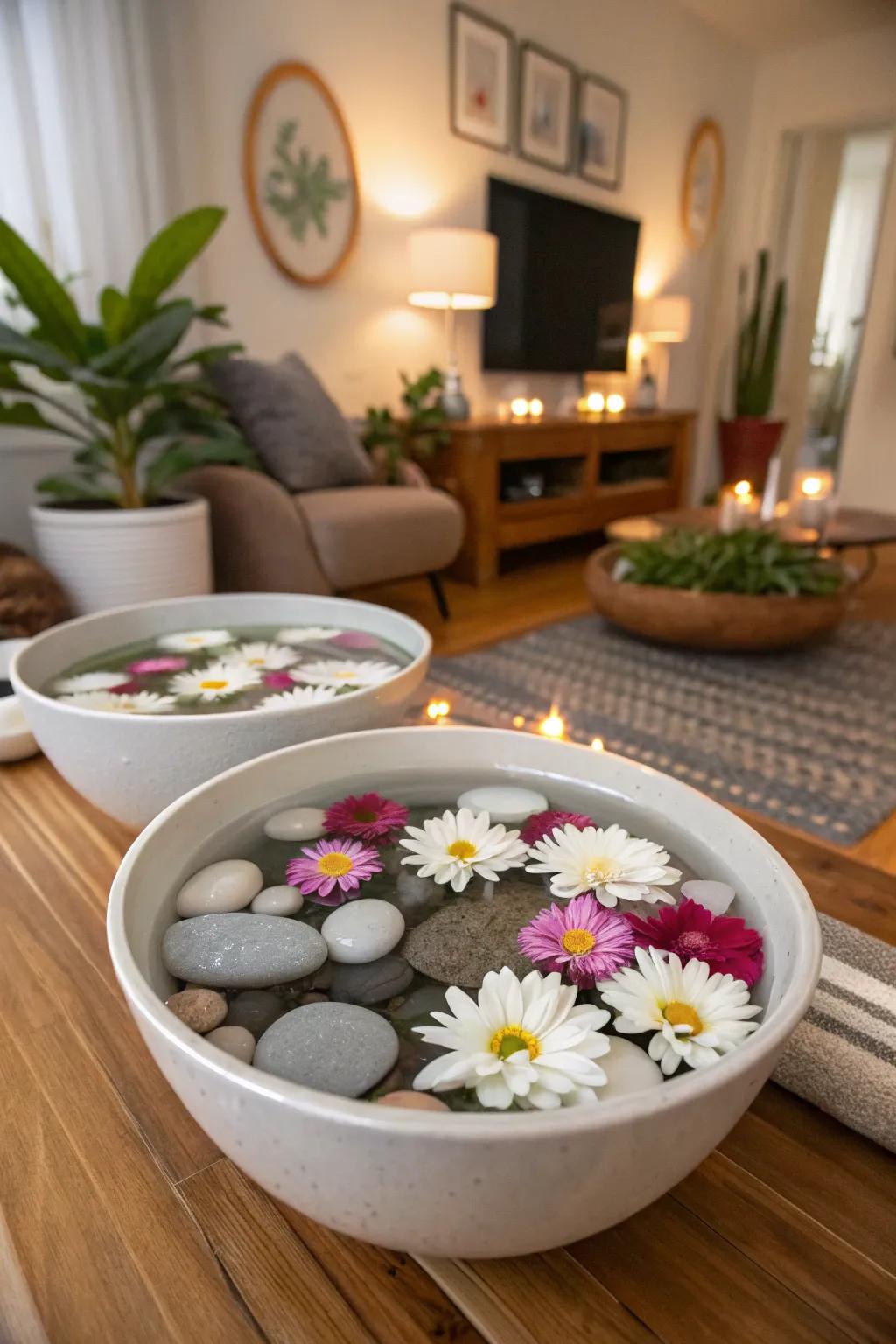 Treat yourself to a soothing personalized foot bath.