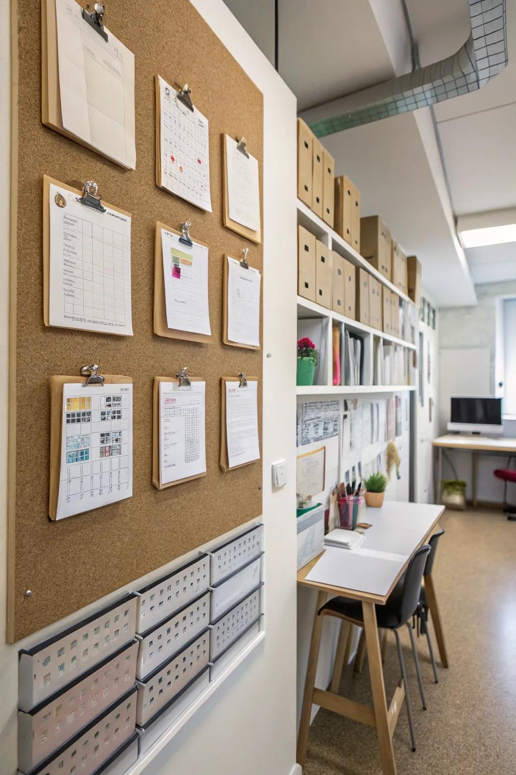 Utilizing vertical space with wall-mounted organizers.