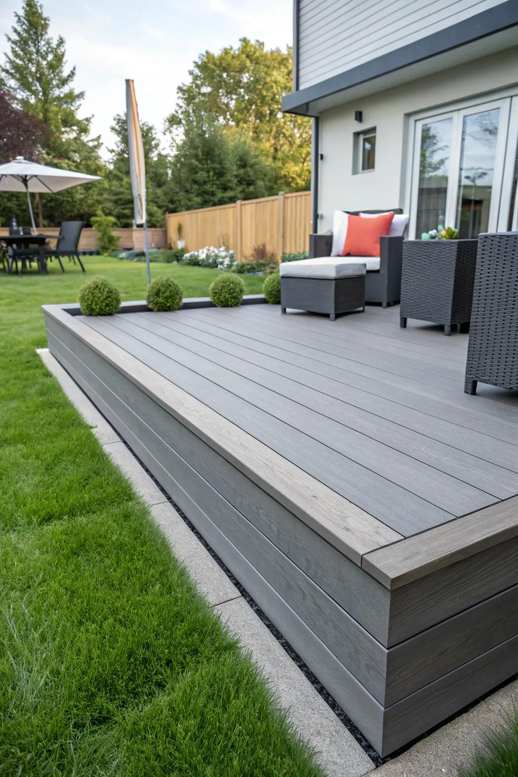 Synthetic skirting provides a refined, contemporary finish.