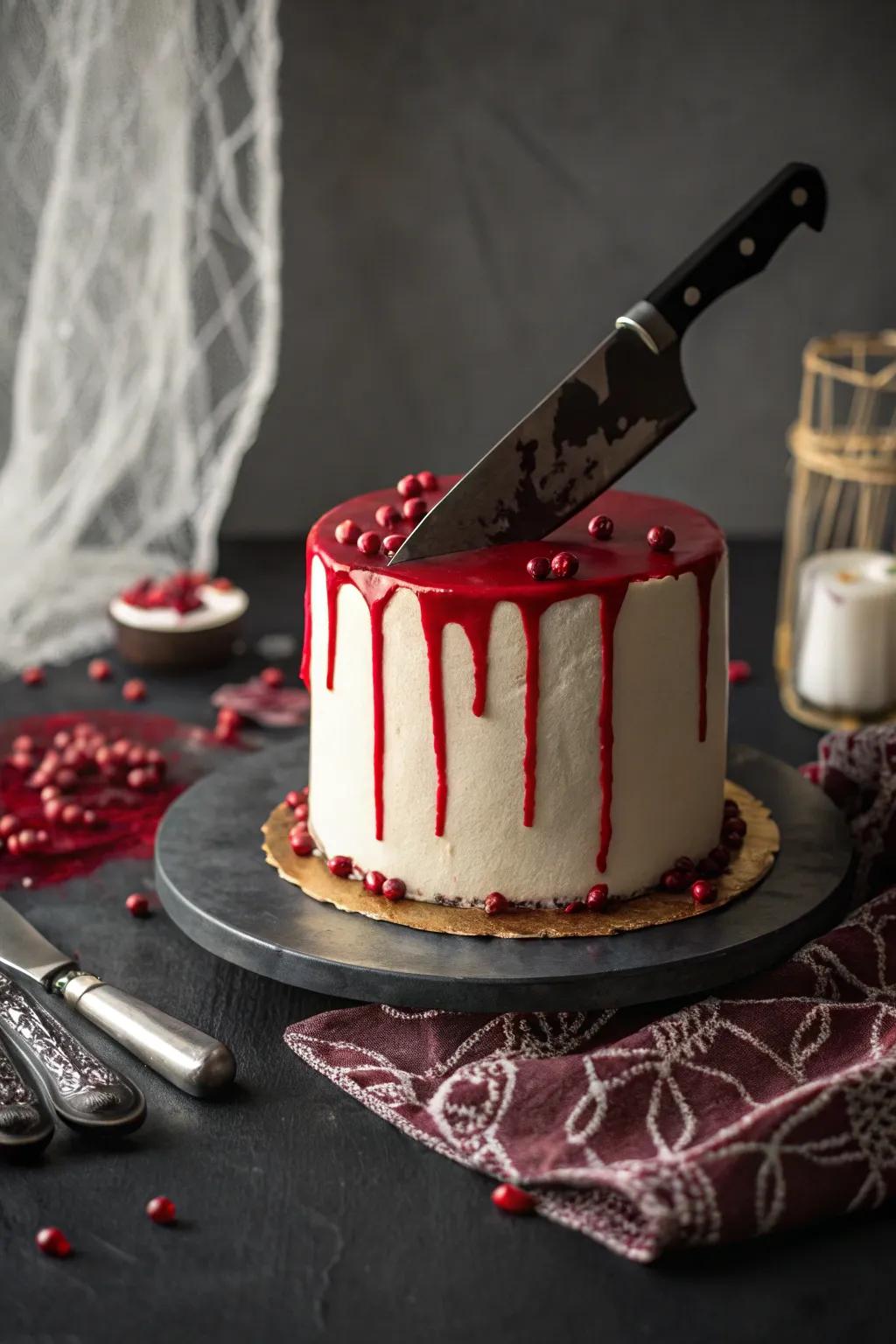 A powerful blade-themed cake that strikes right at the heart of horror.