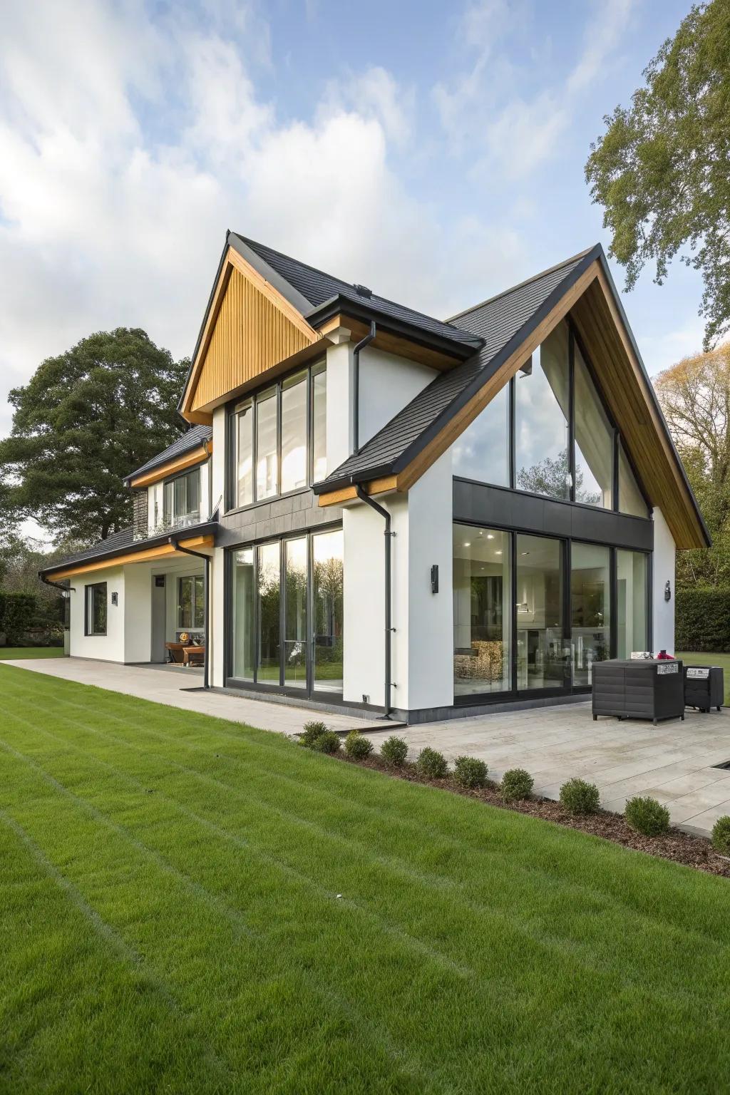 Striking contrasting trim colors bring this modern home to life.