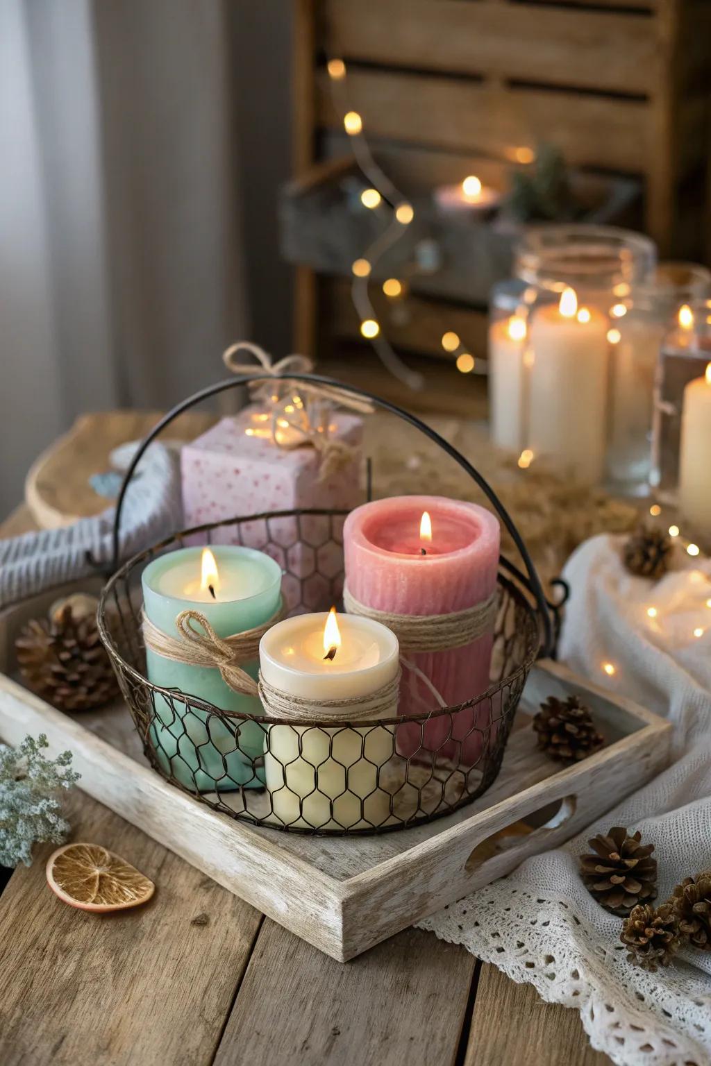 A collection of aromatic candles, a means of filling their new residence with a sense of home.