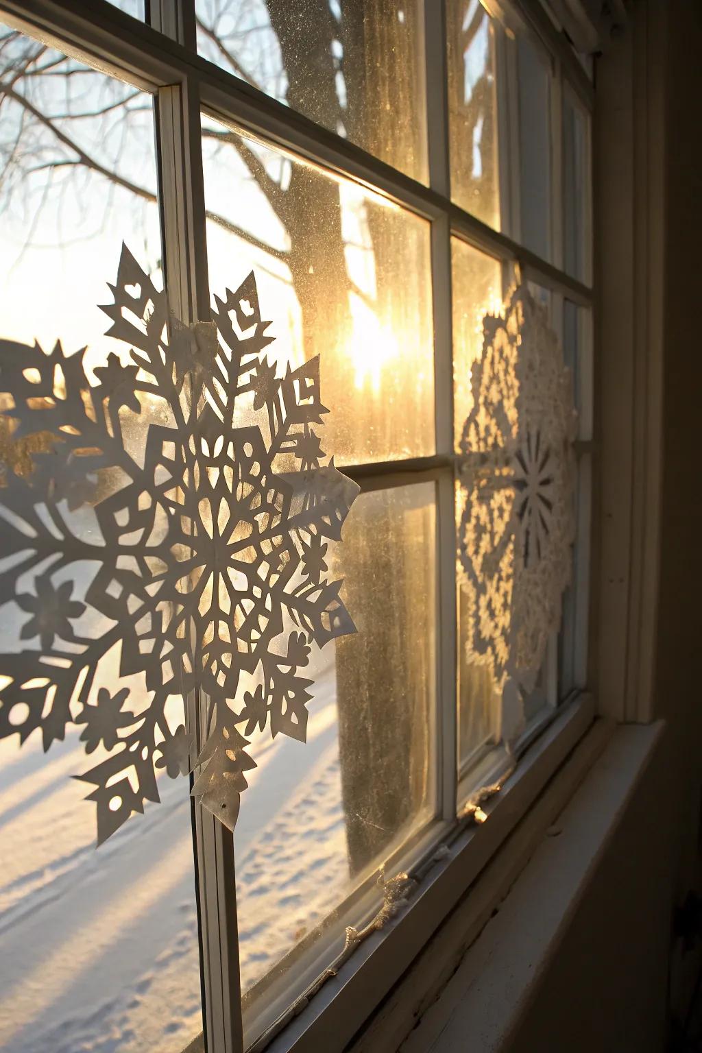 Exquisite lace-inspired snowflakes bring an air of refinement.