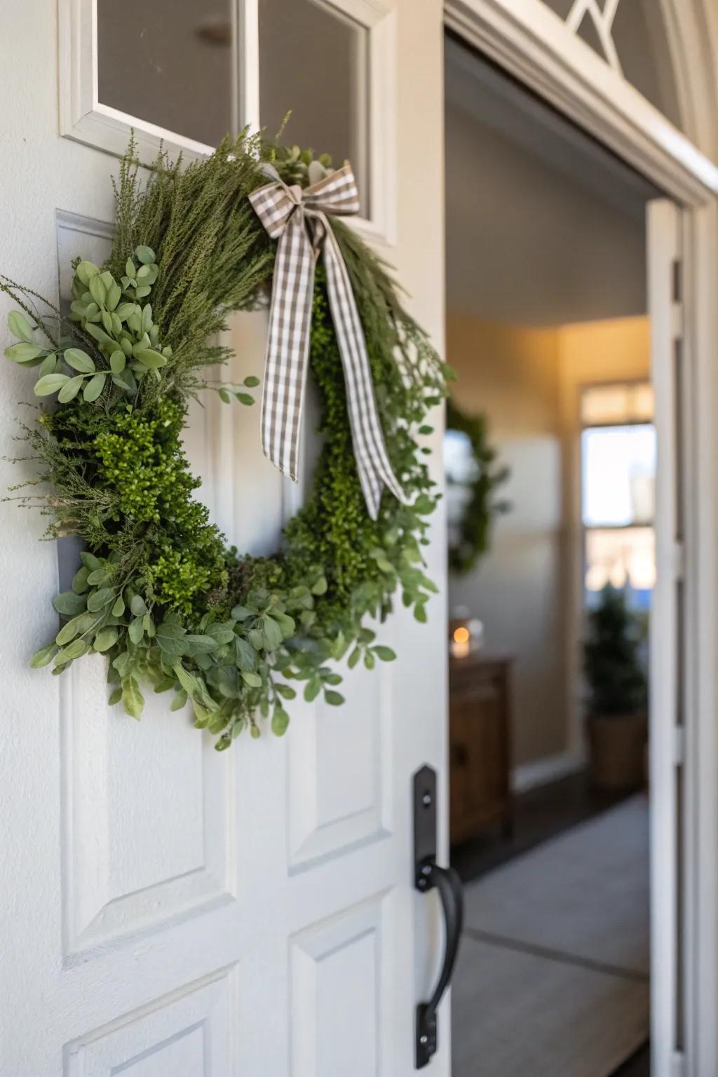 Trouble-free garland display with a door-top suspension.