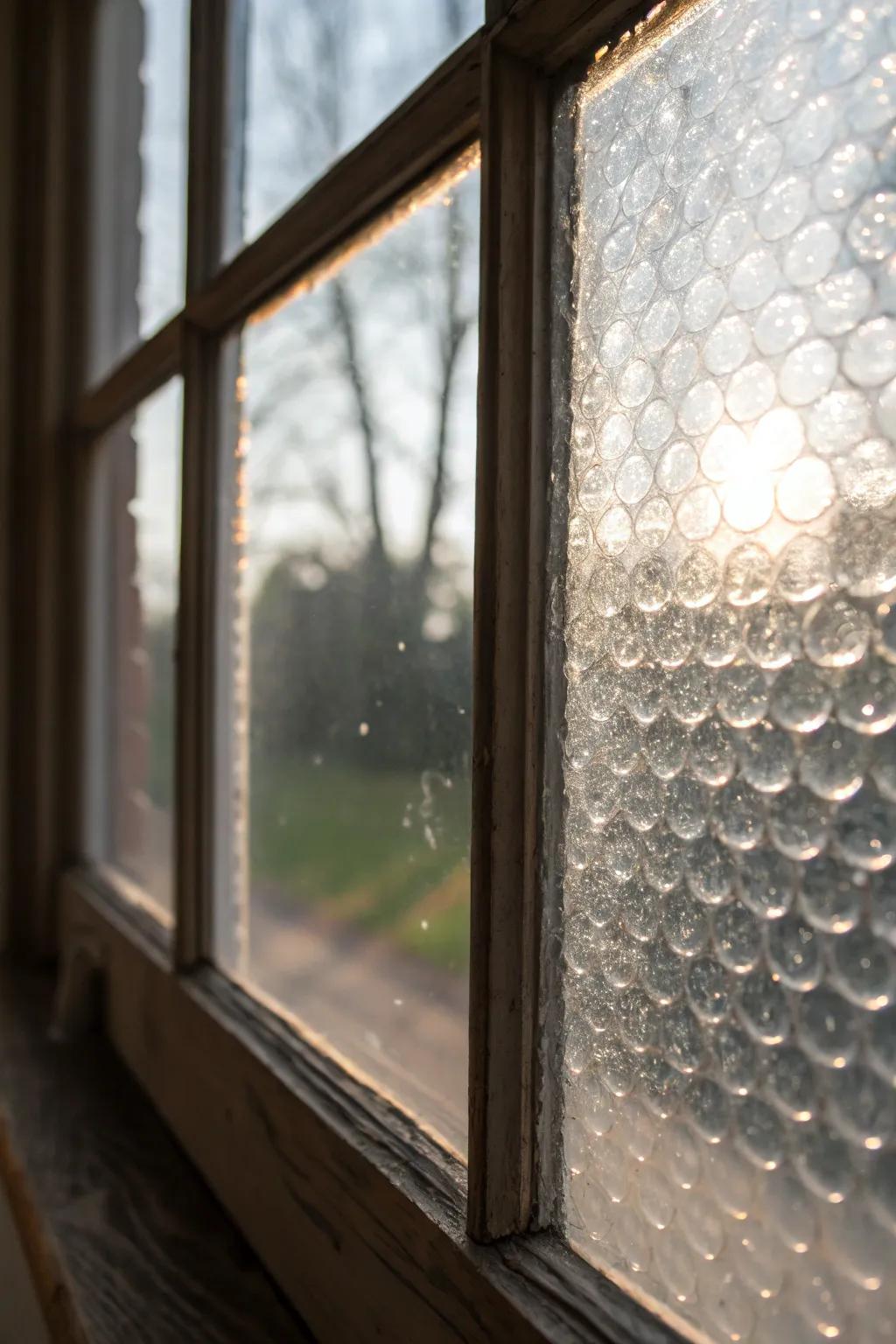 Bubble wrap provides insulation that's both unique and effective.
