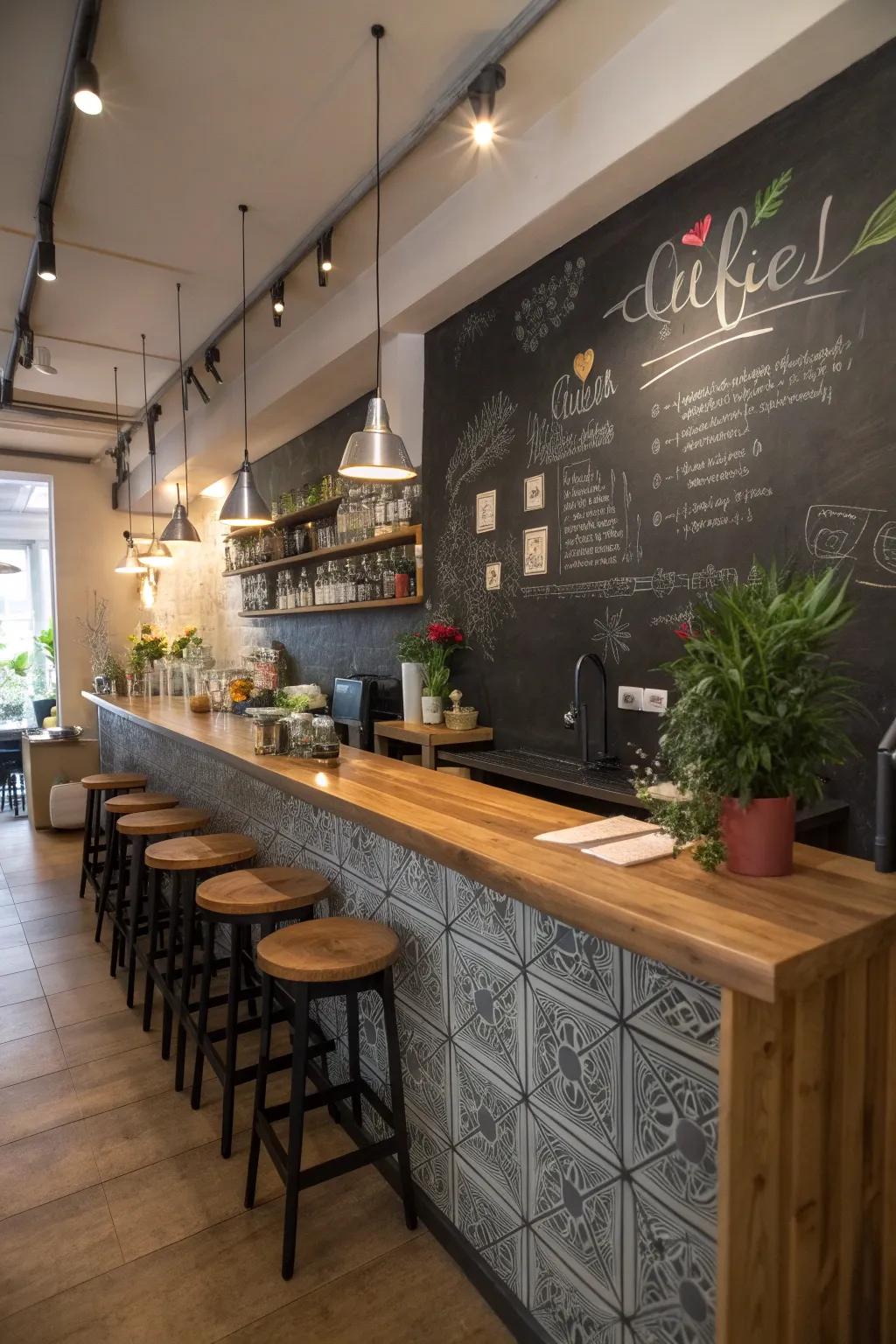 Chalkboard paint brings a lively and interactive element to your space.