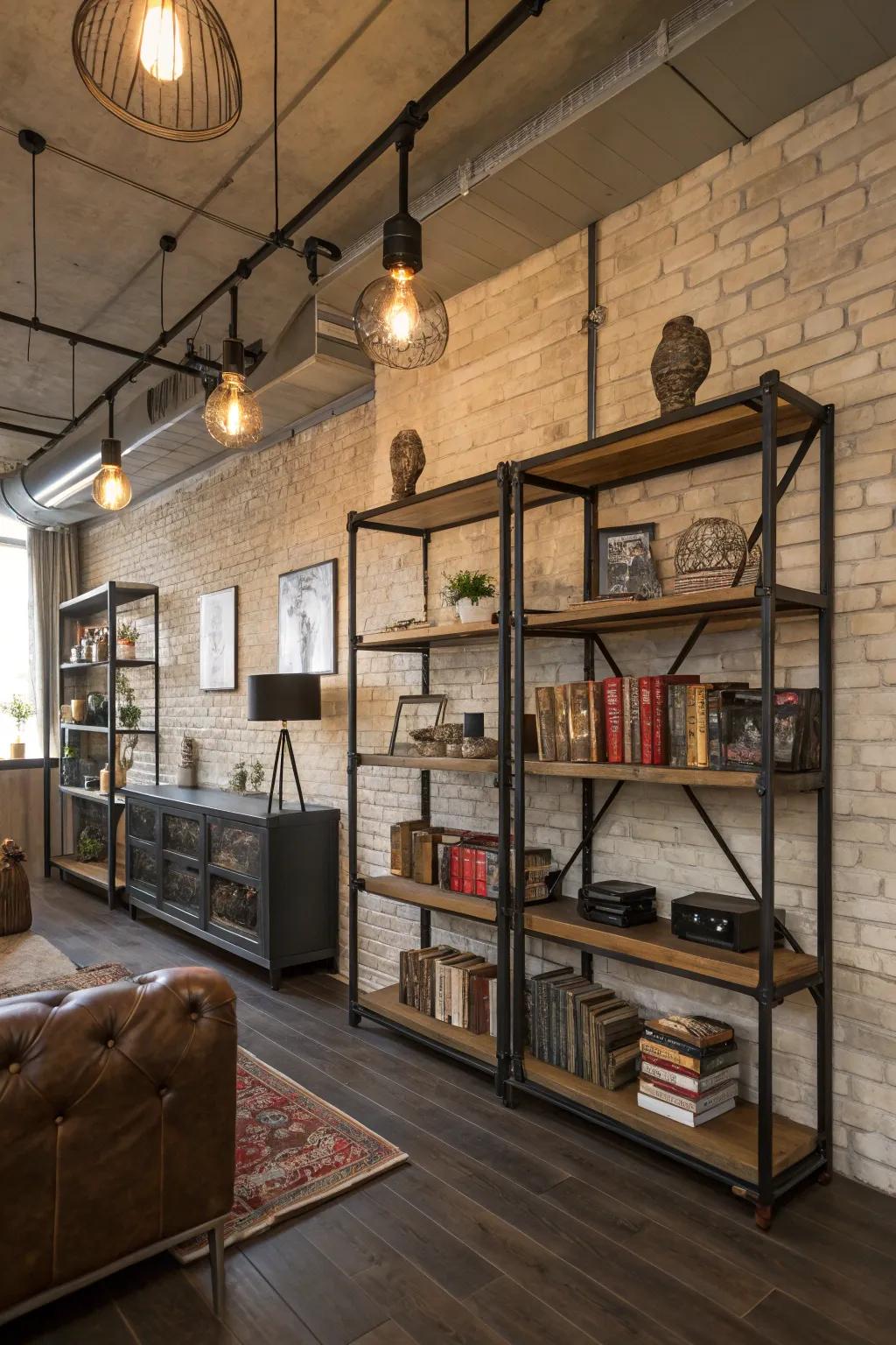 Metal elements add an industrial edge to this space.