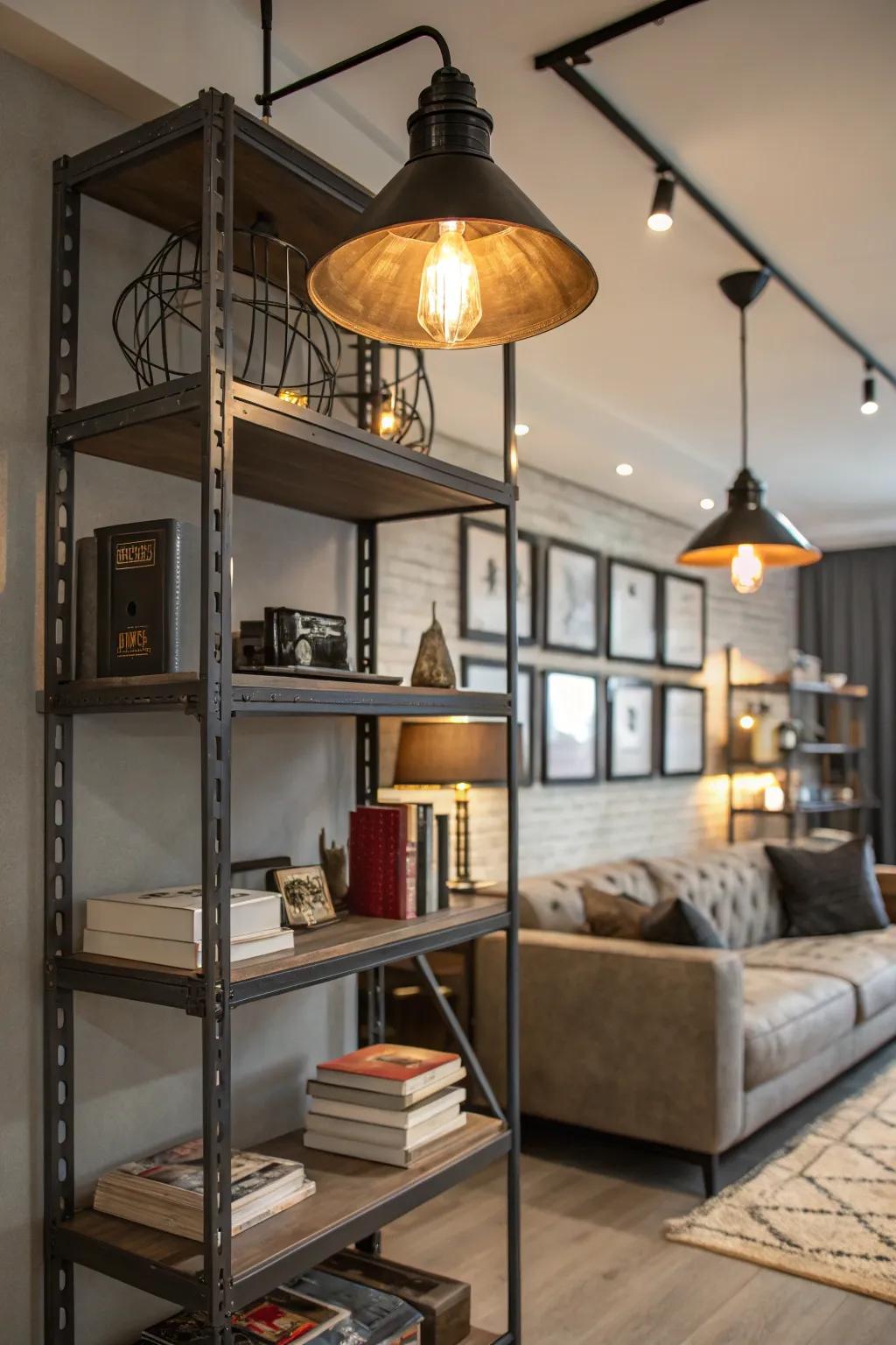 Metal accents introduce a cutting-edge ambiance to your industrial setting.