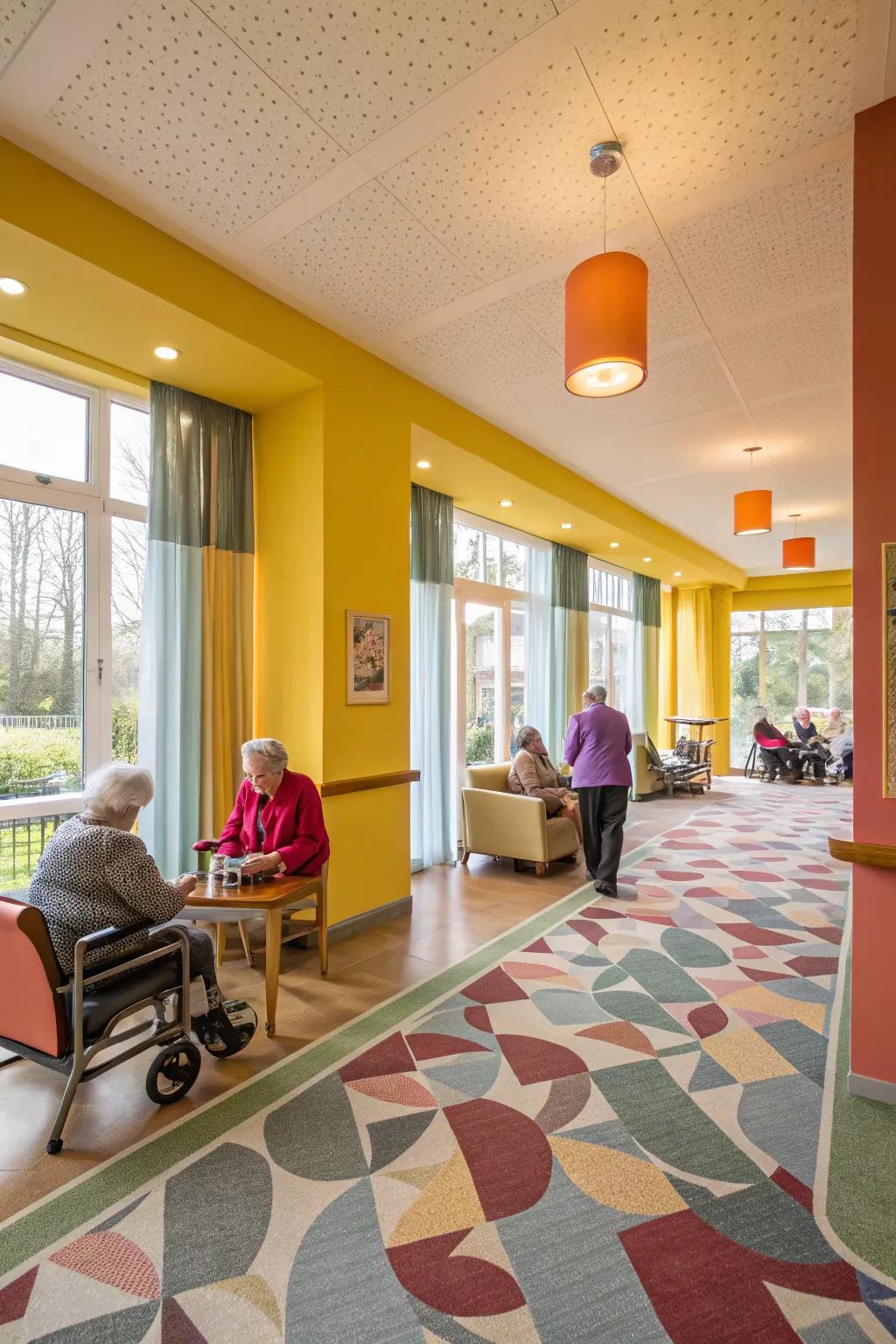 Injecting bold shades to establish a lively, welcoming atmosphere.