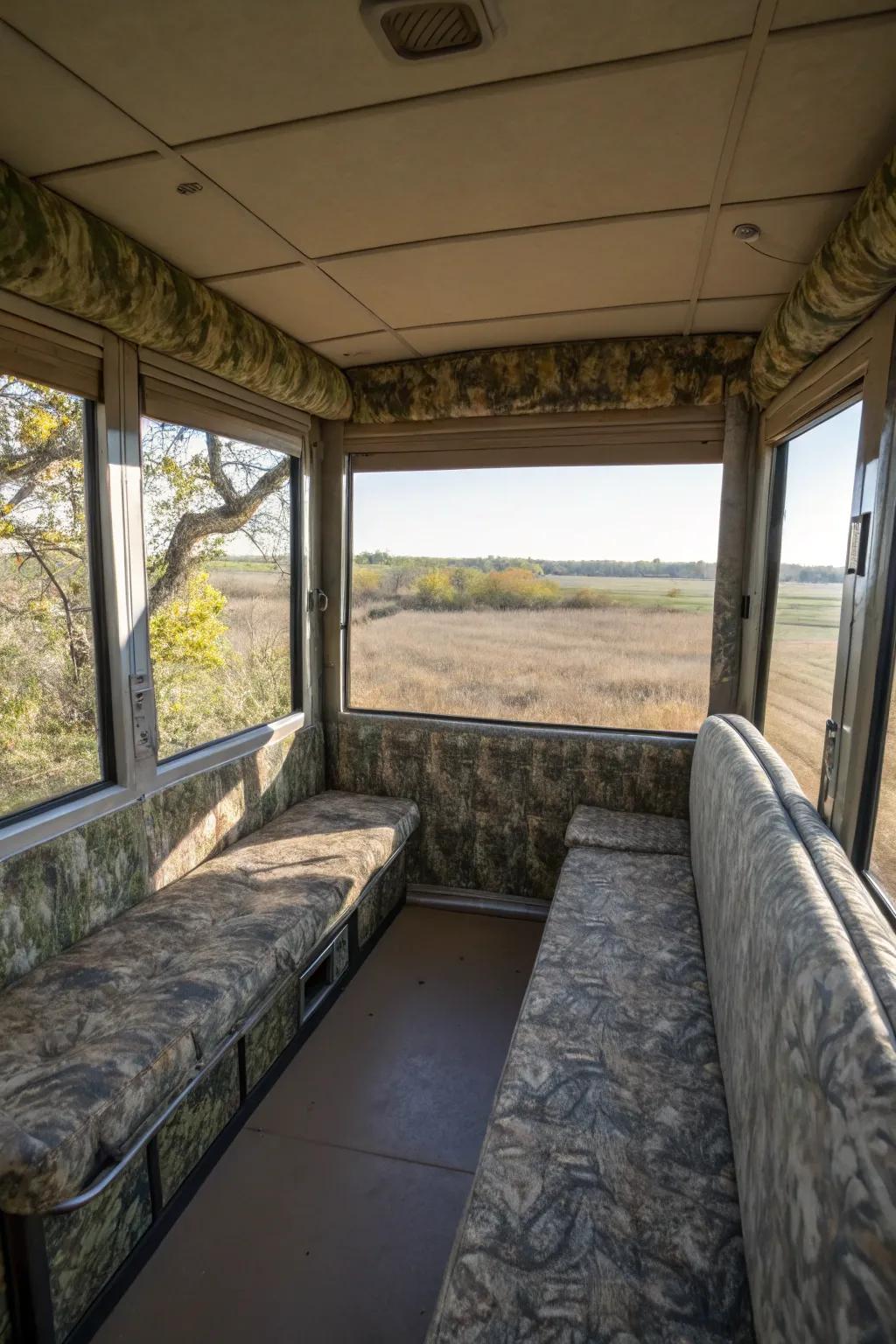 Strategically arranged windows refine your visual range.